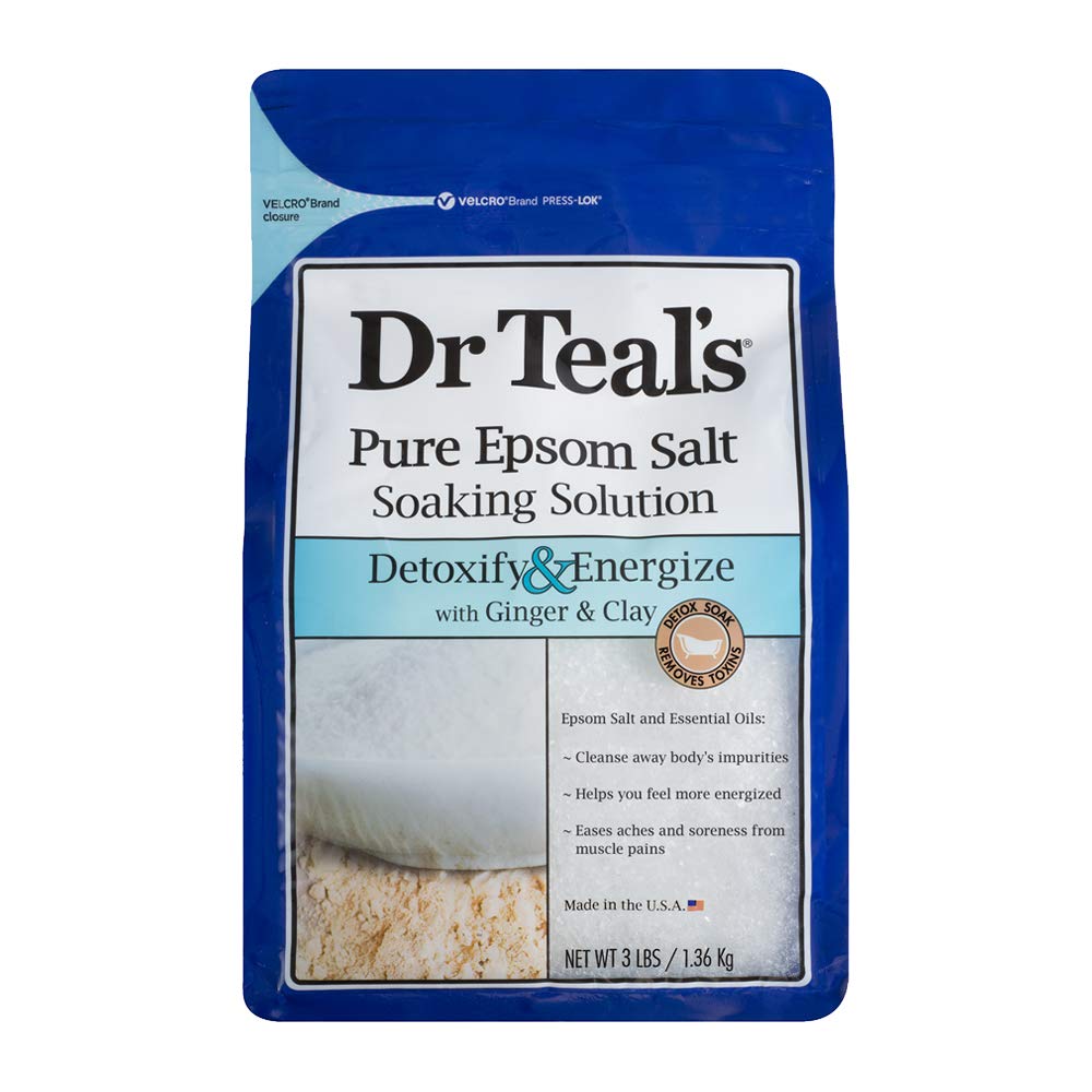 Dr Teal'sPure Epsom Salt Soaking Solution To Detoxify And Energize With Ginger And Clay, 1.36 Kg