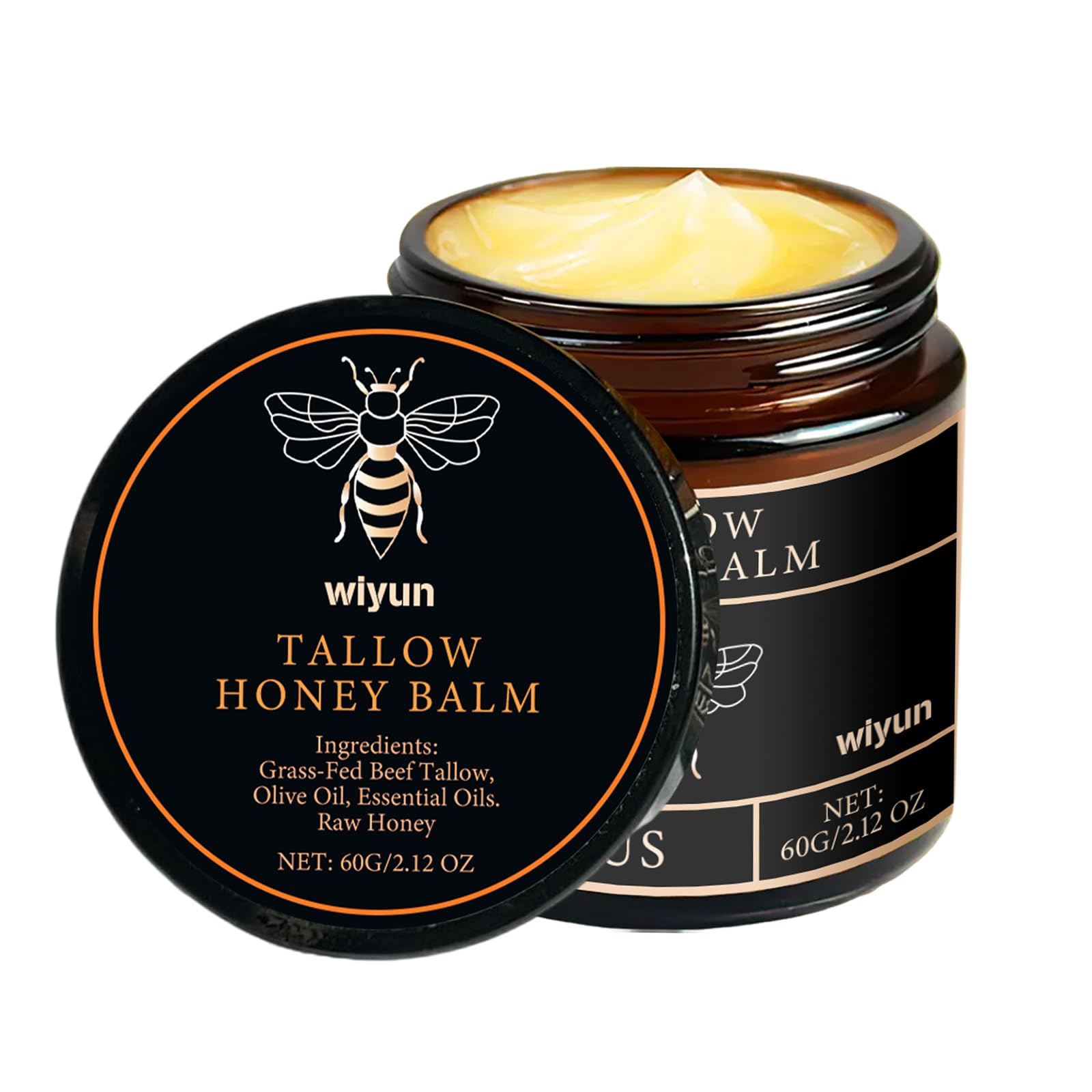 Beef Tallow Honey Moisturizing Cream, Nourishing Tallow & Honey Balm for Deep Hydration, Skin Firming & Softness - 60g