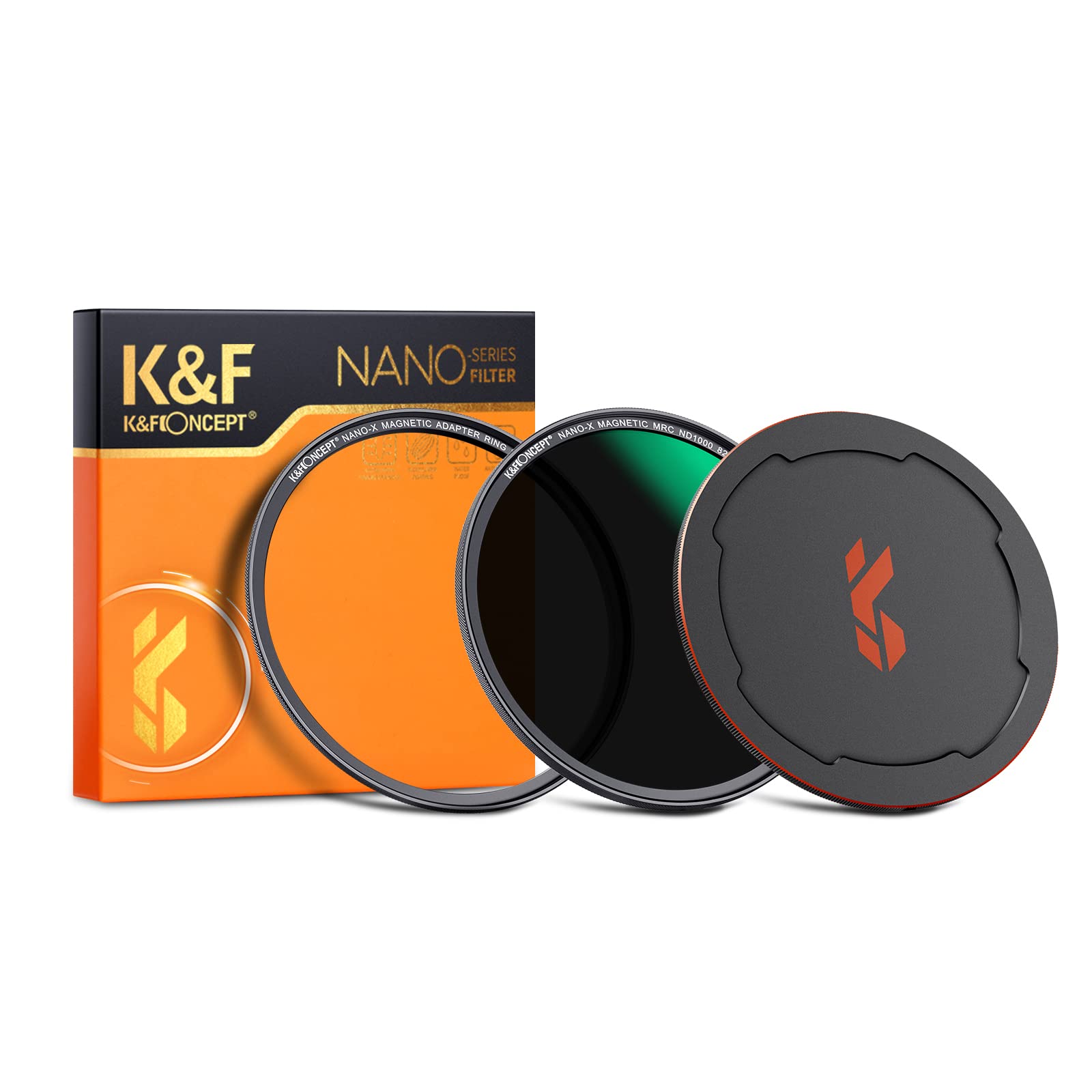 K&F Concept 72mm Magnetic ND1000 Filter +Adapter Ring+ Alloy Lens Cap, 10 stops ND Optical Glass Case for DSLR Cameras