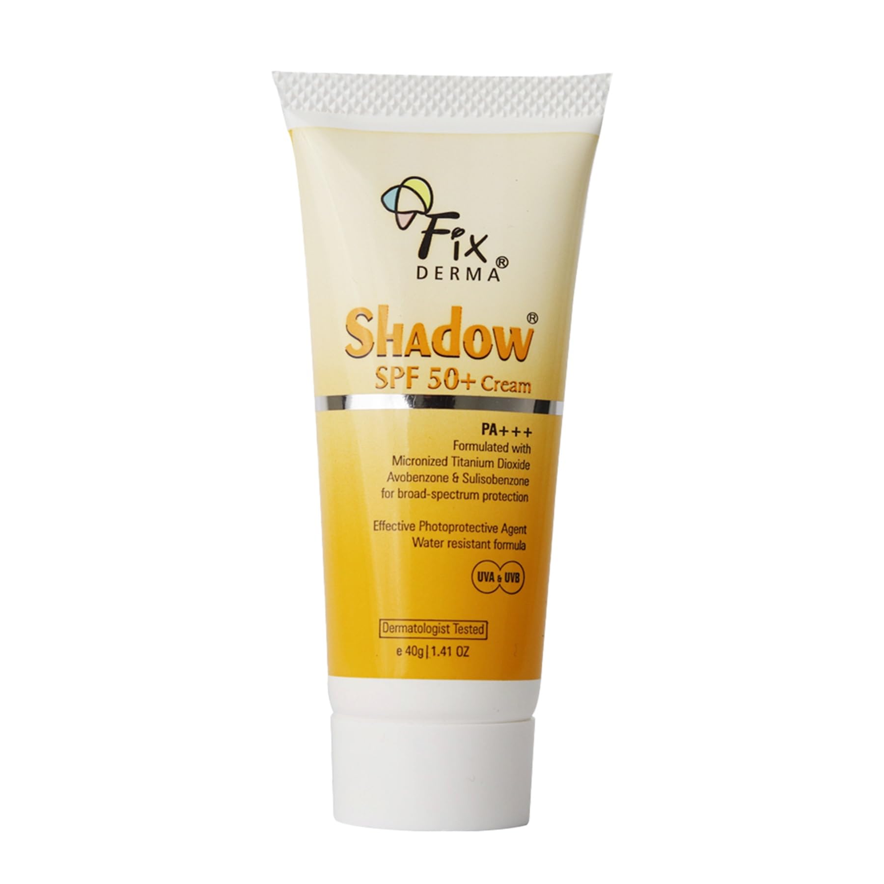 Fixderma Shadow Sunscreen SPF 50+ Cream | Sunscreen for Dry Skin | Sunscreen for UVA & UVB Protection | Non Greasy & Water Resistant - 40 gm