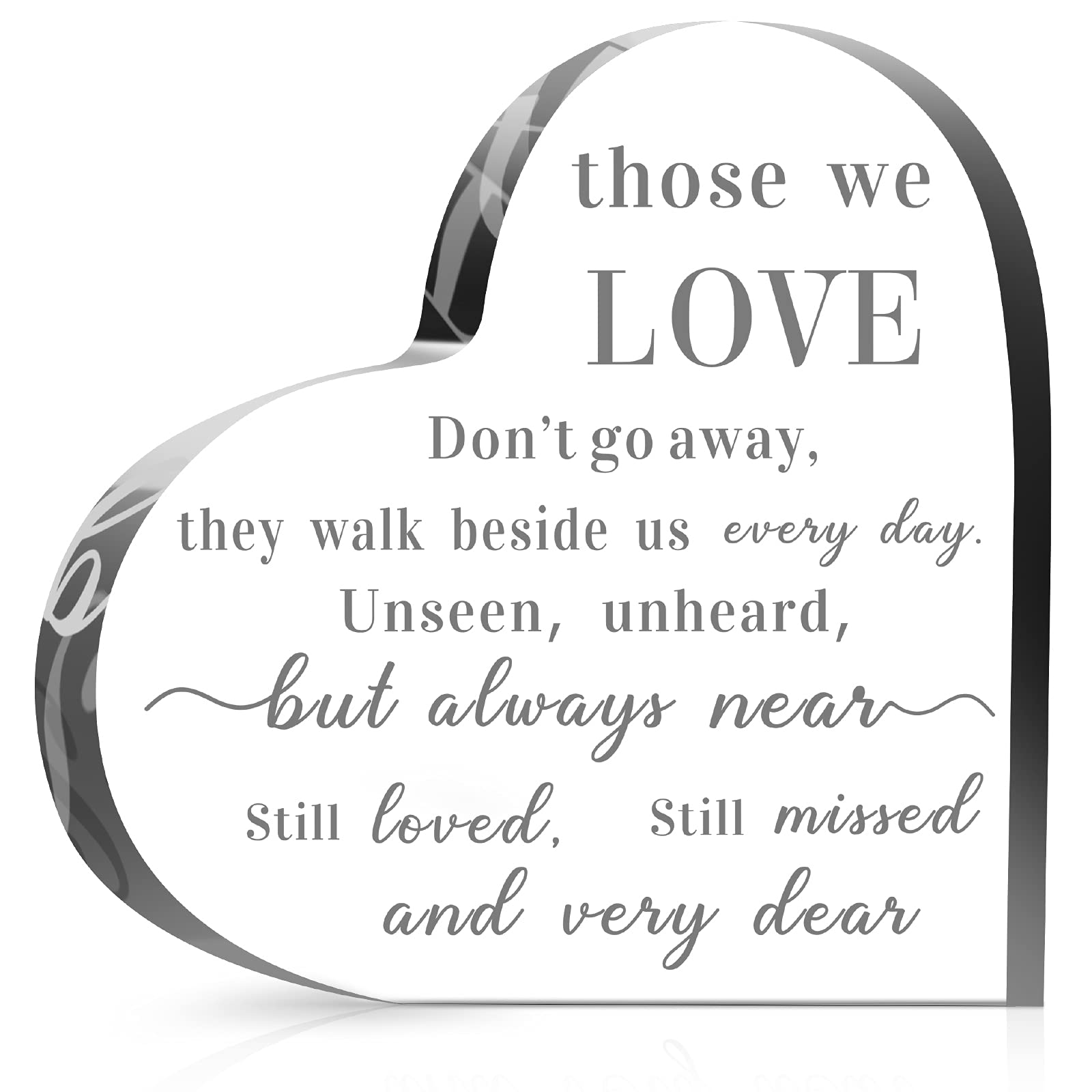 Jetec Bereavement Gift Acrylic Heart Sympathy Gift Memorial Condolence Gift for Loss of Loved One Remember Me Grieving Gift for Christmas Remembrance Table Decor(6 x 6 x 0.6 Inch)