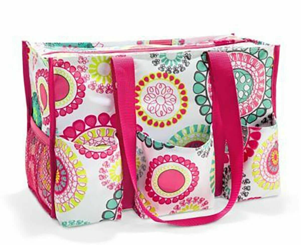 Thirty-One Zip-Top Organizing Utility Tote in Citrus Medallion