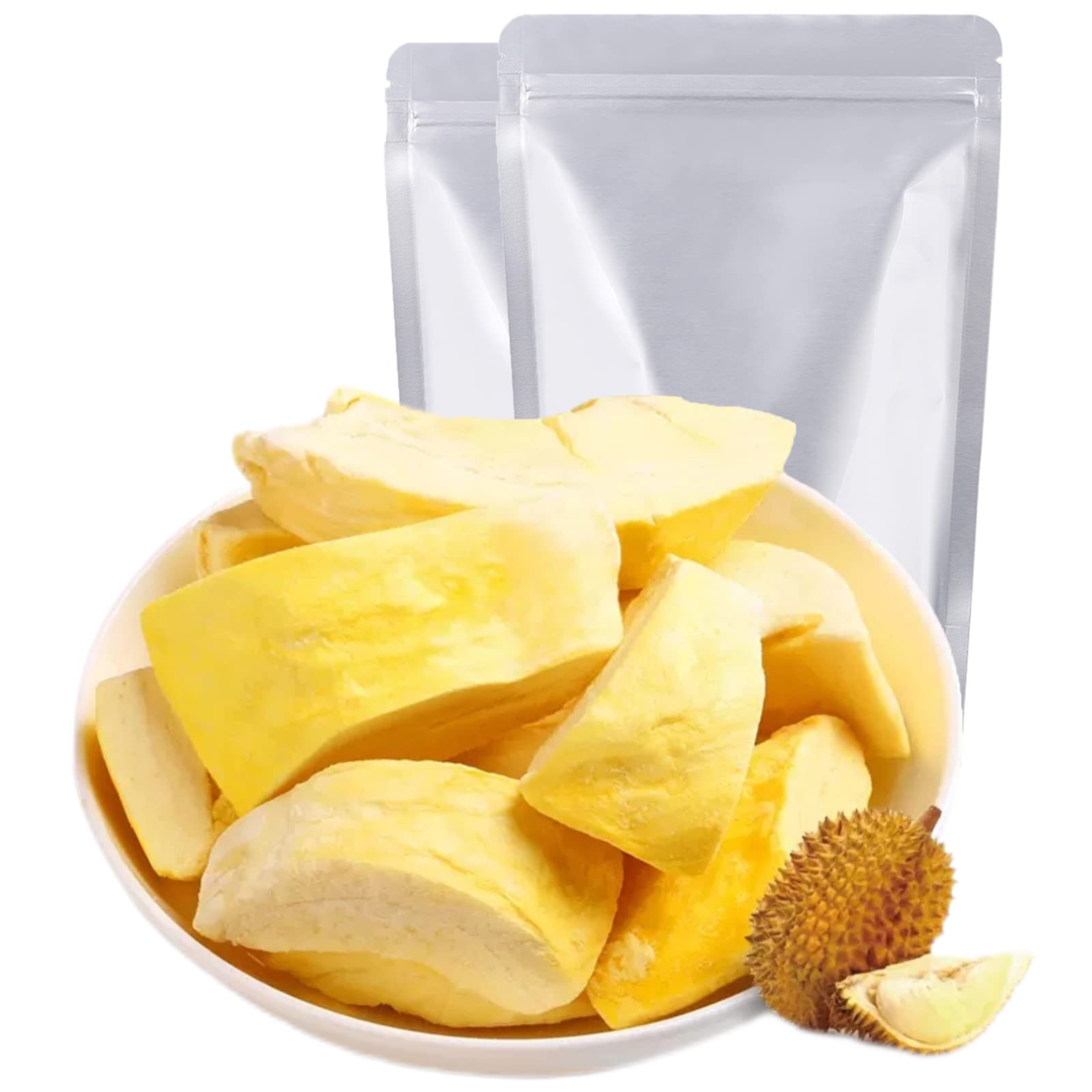 JTEDZI Freeze Dried Durian, 1.05oz/30g, Pack of 2, Real Durian Fruit Snack, No Sugar Added