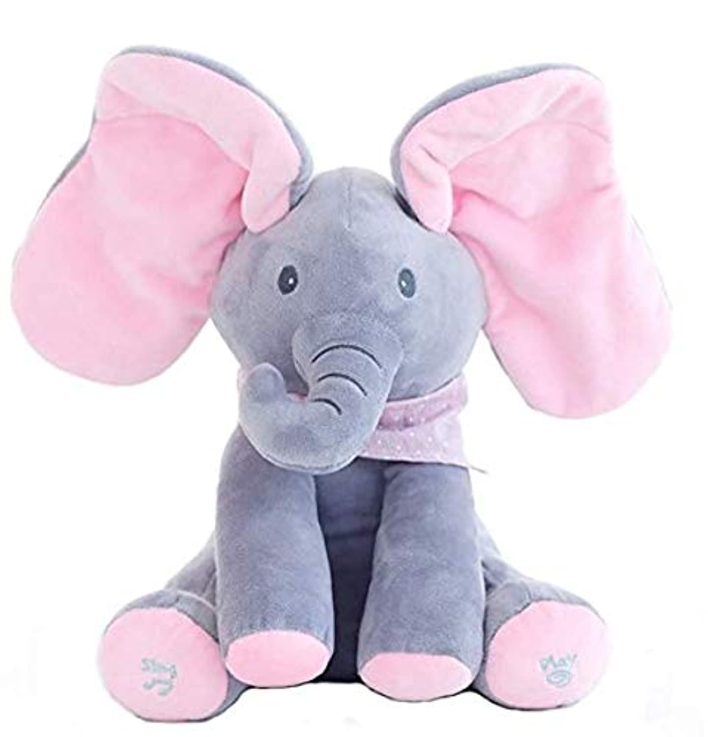 Peek-a-boo Elephant, OMGOD hide-and-seek game Baby Animated Plush Elephant Doll - Gray