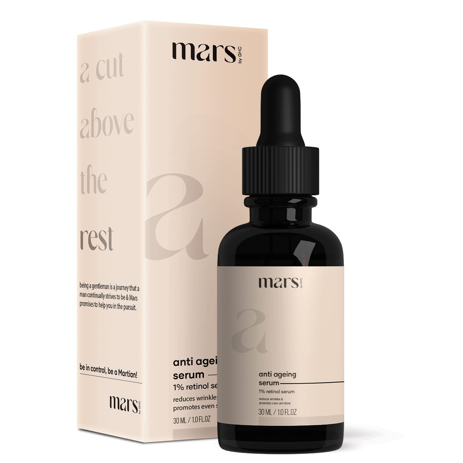 Mars by GHC Anti Aging Serum with 1% Retinol Face Serum | Night Serum With Vitamin C, Niacinamide & Hyaluronic Acid To Reduce Fine Lines & Wrinkles | For Women | Beginner Friendly | 30 ml