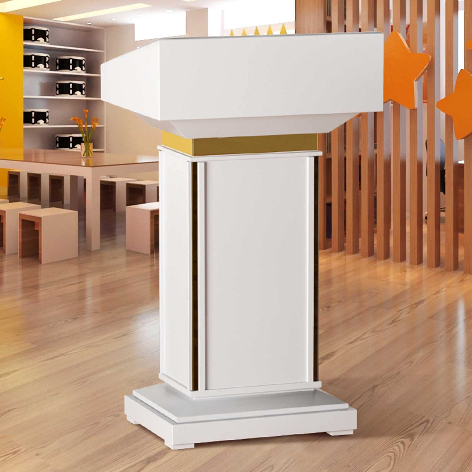 ZEELYDE Lectern Podium Stand,Thicken Podium Stand in Wood, s for Churches, Reception Desk with Spacious Drawer for Office, Hotels, School, Seminars, Weddings, and Classrooms