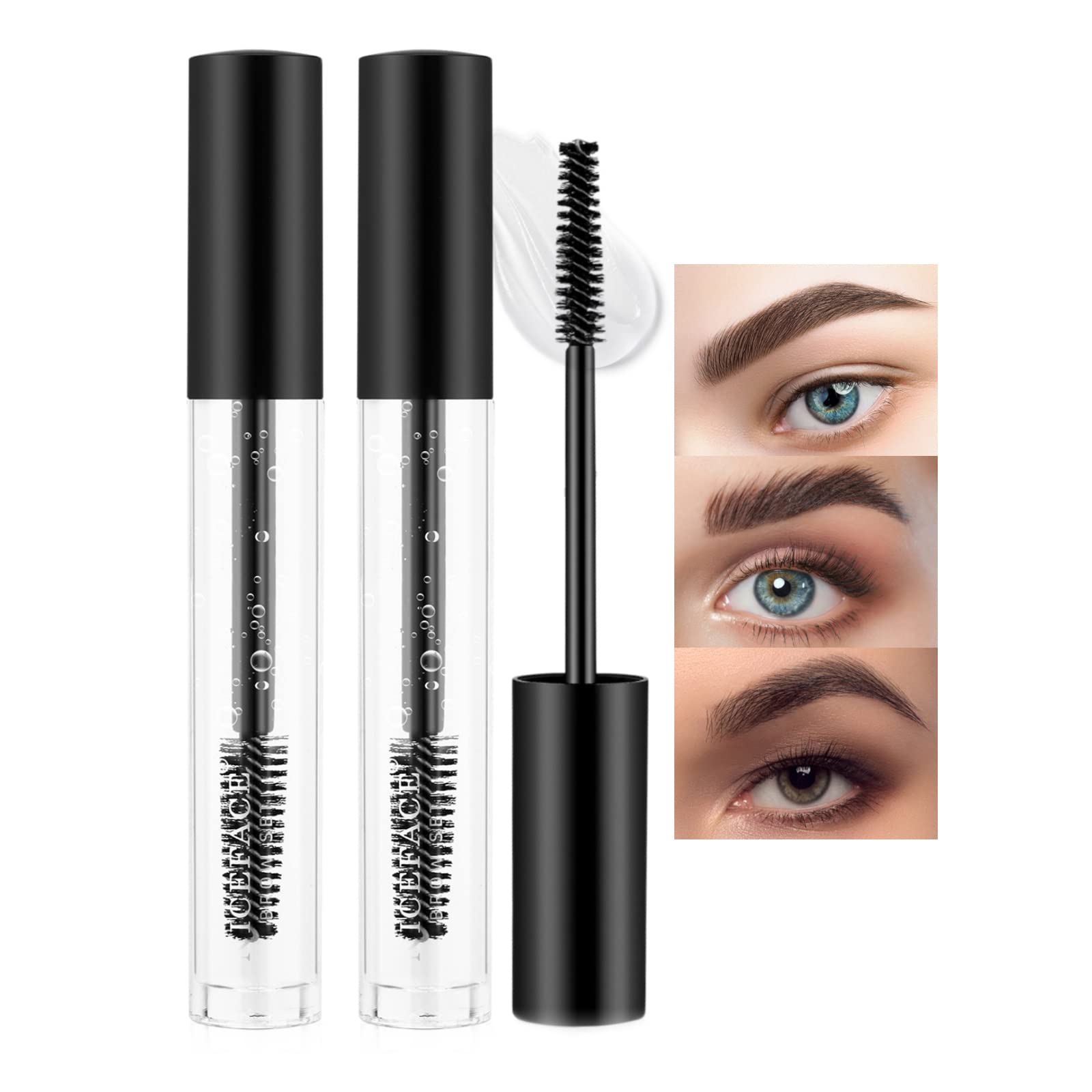 ONLYOILY 2PCS Clear Eyebrow Setting Gel, Brow Styling Clear Gel,Waterproof Transparent And Sweat-Proof Brow Fix Gel Makeup,24-Hour Brow Setter Clear Brow Gel