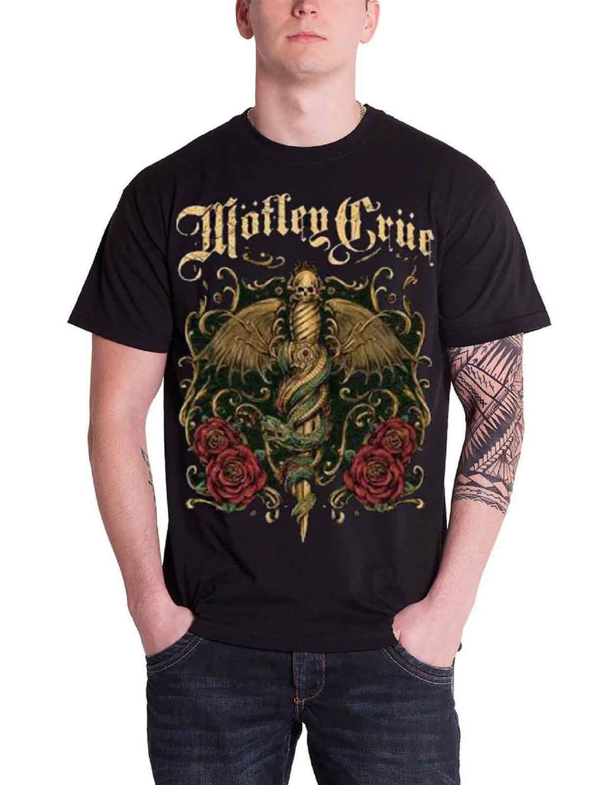 Iron MaidenOfficial Motley Crue Exquisite Dagger T-Shirt Theatre of Pain Band Rock Metal