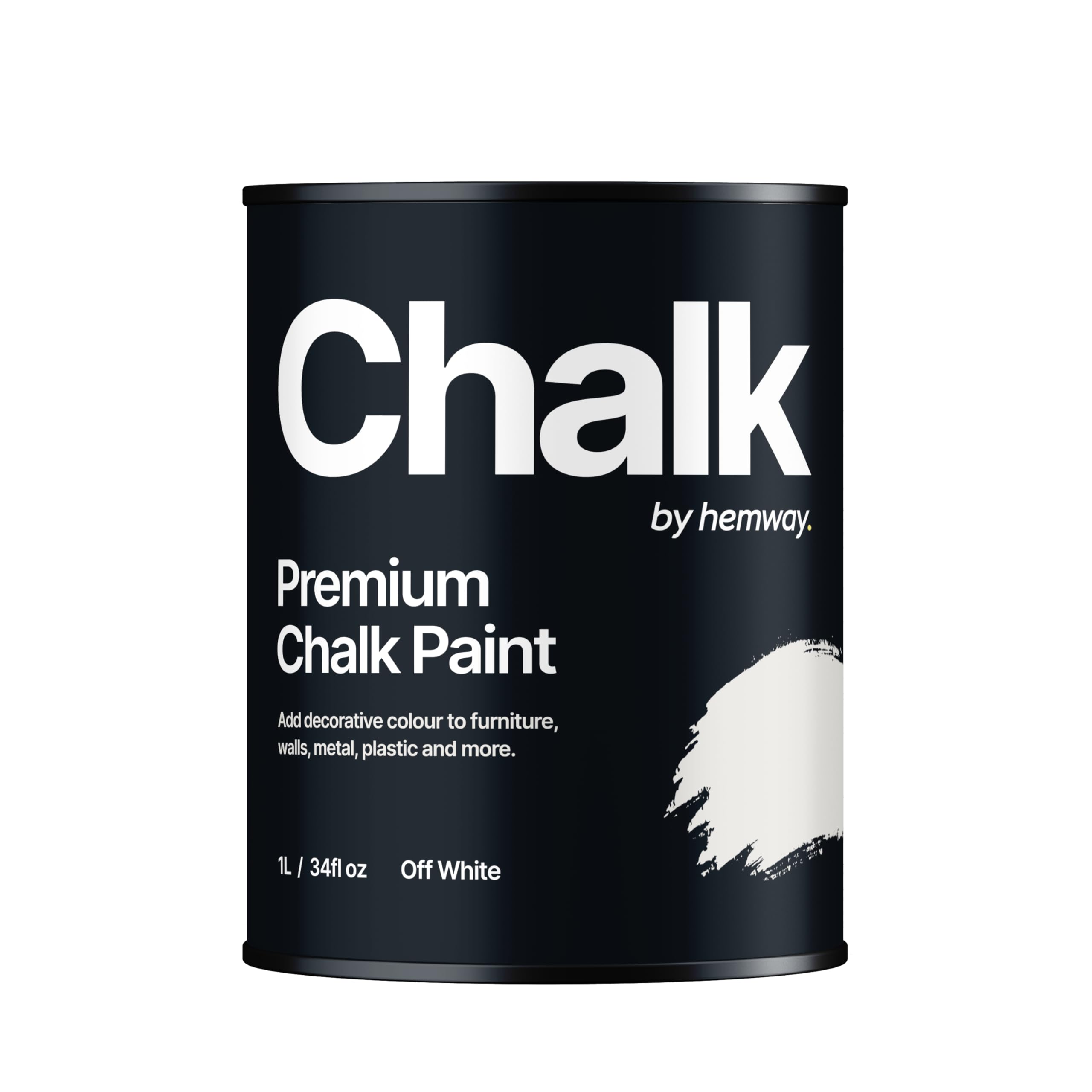 Hemway Chalk Paint 1L Off White Matt Shabby Chic for Interior Furniture, Walls, Wood, Wardrobes, Shelves, Tables and Chairs, Quick Drying Chalky Finish (116 Colours Available)