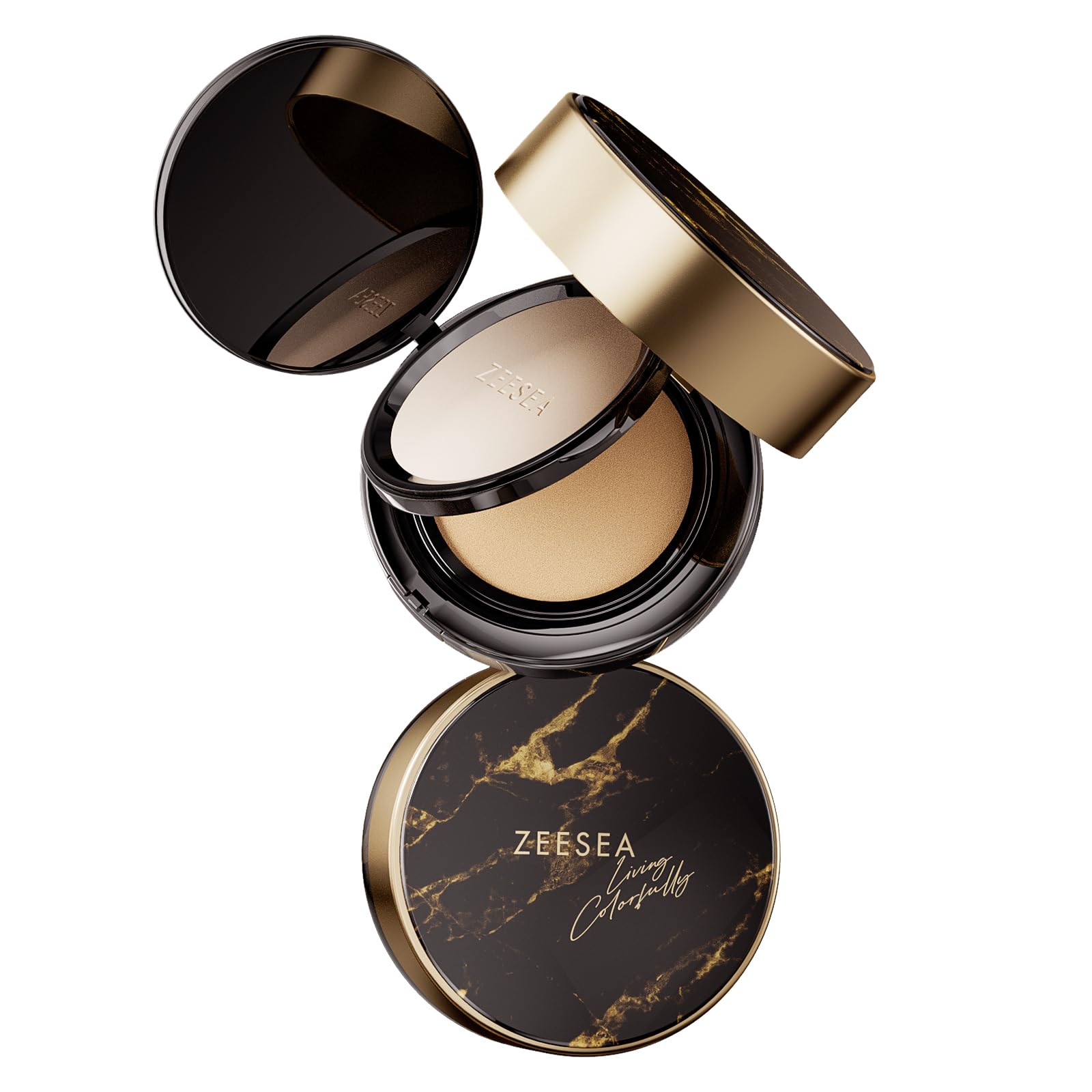 zeesea2 in 1 Cushion Foundation,Makeup Double Layer Cushion BB Cream &Setting Powder for Oil Control,Tinted Moisturizer,Long-lasting, lvory, 0.32 + 0.18oz (9g + 5g)