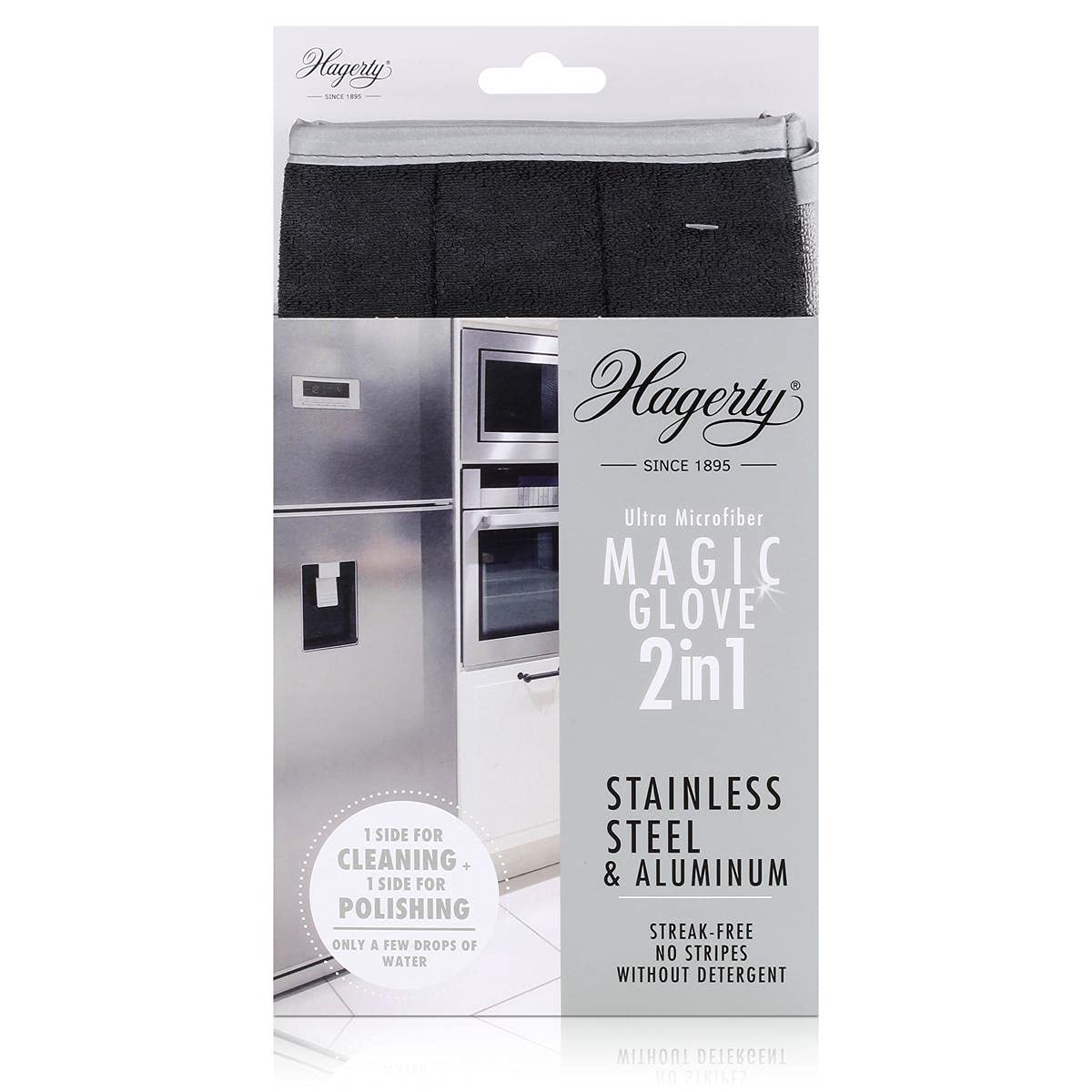 HagertyHagerty A102228 Microfiber Cleaning Glove for Stainless Steel and Aluminium - Grey