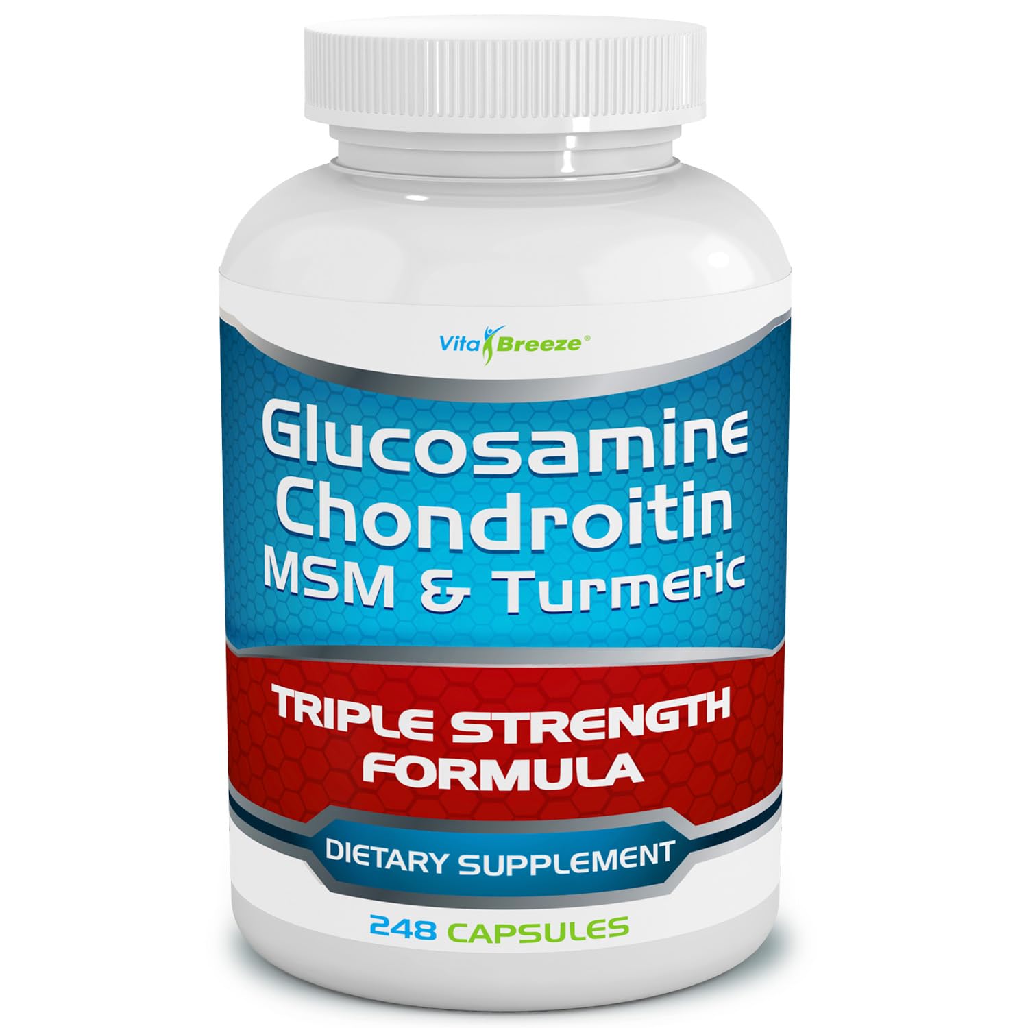 Glucosamine Chondroitin, MSM & Turmeric Dietary Supplement - 248 Capsules