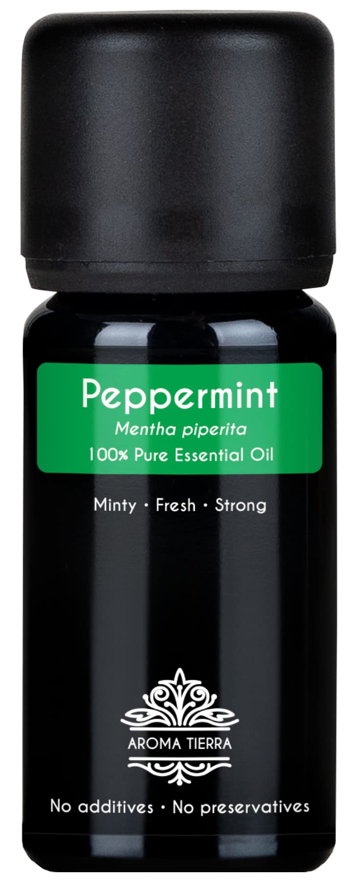 Aroma Tierra Peppermint Essential Oil - 100% Pure, Natural & Food Grade - For Hair Growth, Face, Diffuser, Humidifier, Baking Extract, Headache, Plants, Teeth - Repels Ants & Rats - 10ml