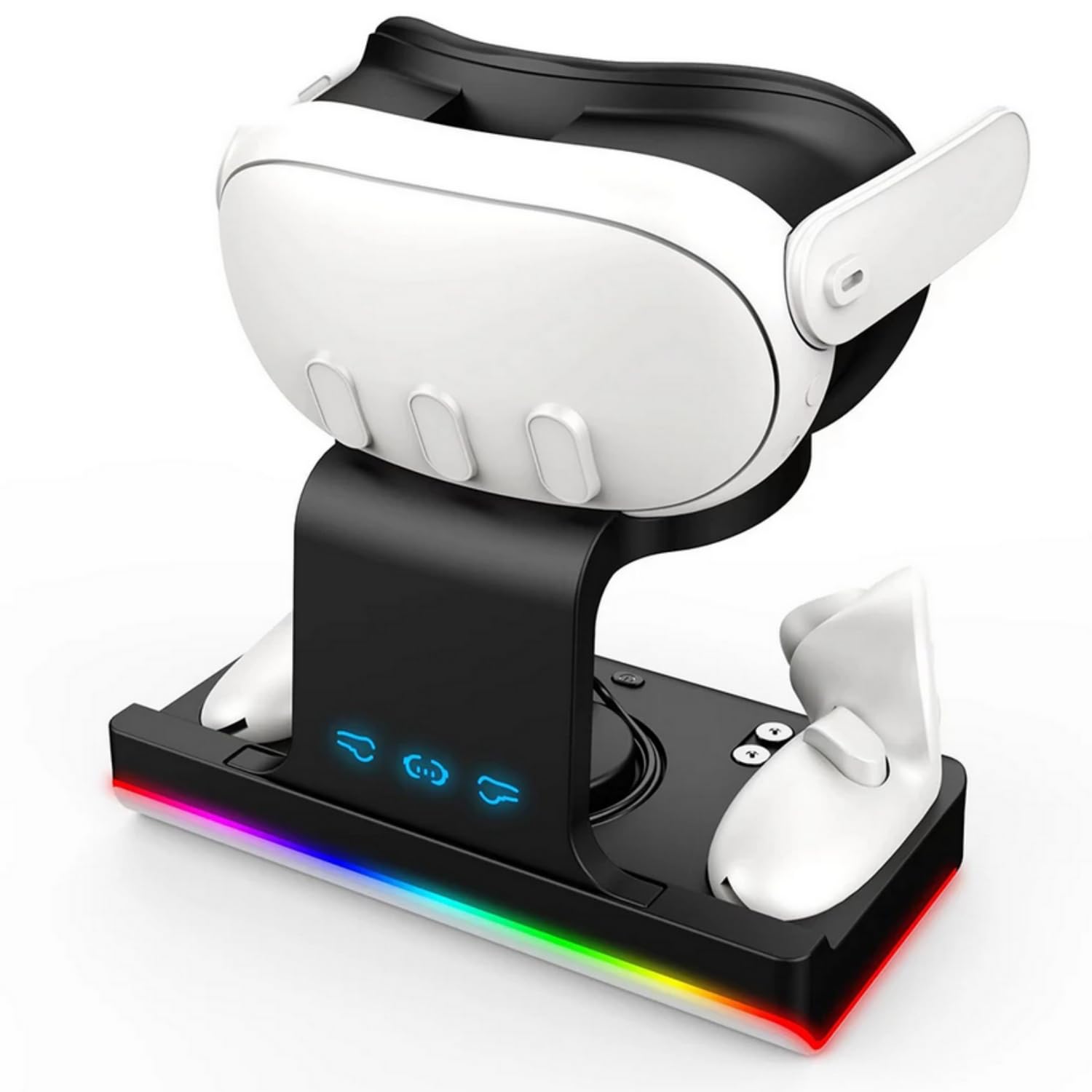 SKEIDO RGB Charging Dock for Meta Quest 3 Oculus VR Accessories Charger Station Controller Battery Pack Fit Elite Head Strap (Black)