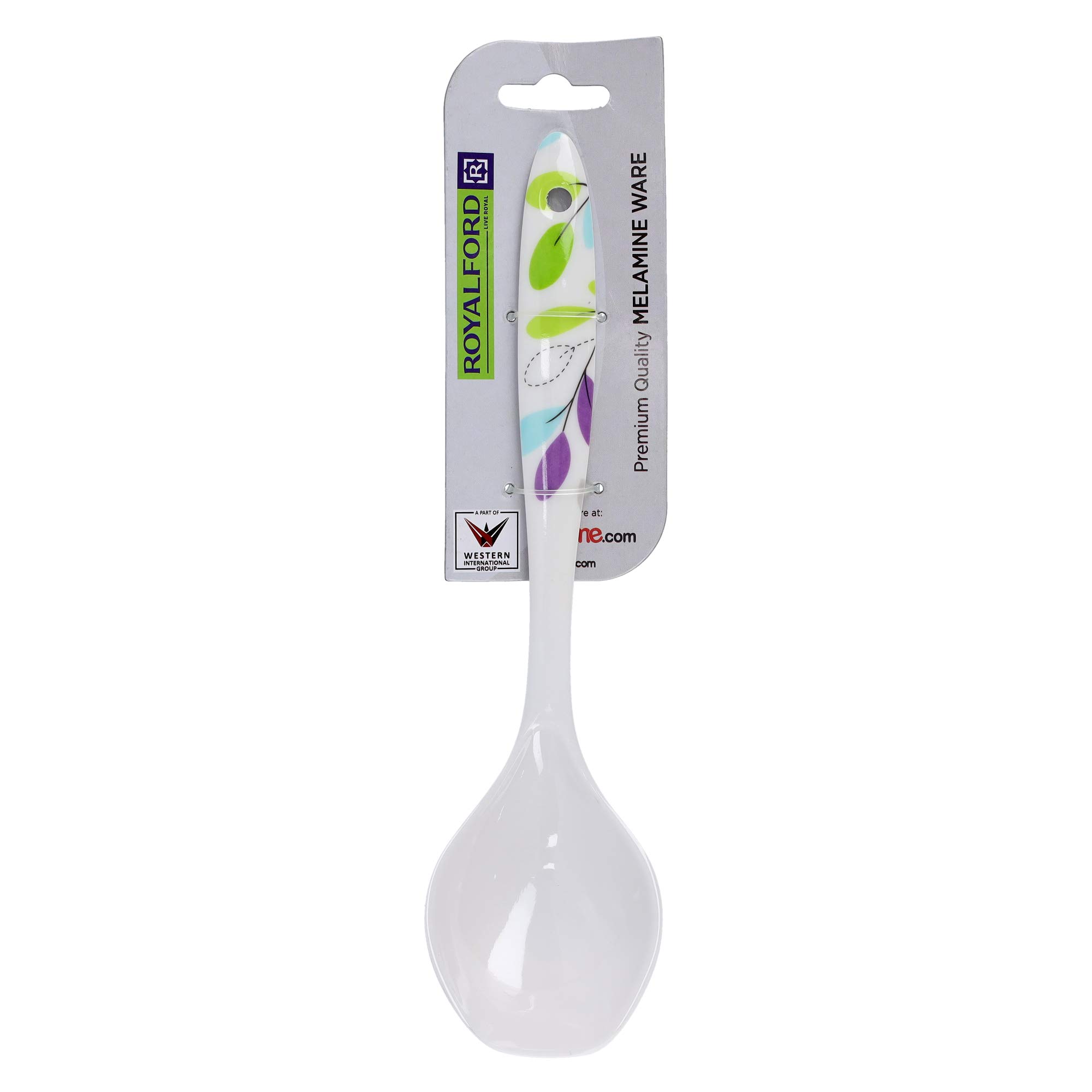 Royalford Rf7391Lf Professional Melamine Serving Spoon - Cooking And Serving Spoon With Grip Handle | Microwave Safe | Dinner Cutlery/Crockery Utensil - Ultra Stylish With Long Handle - 20.2 Cm