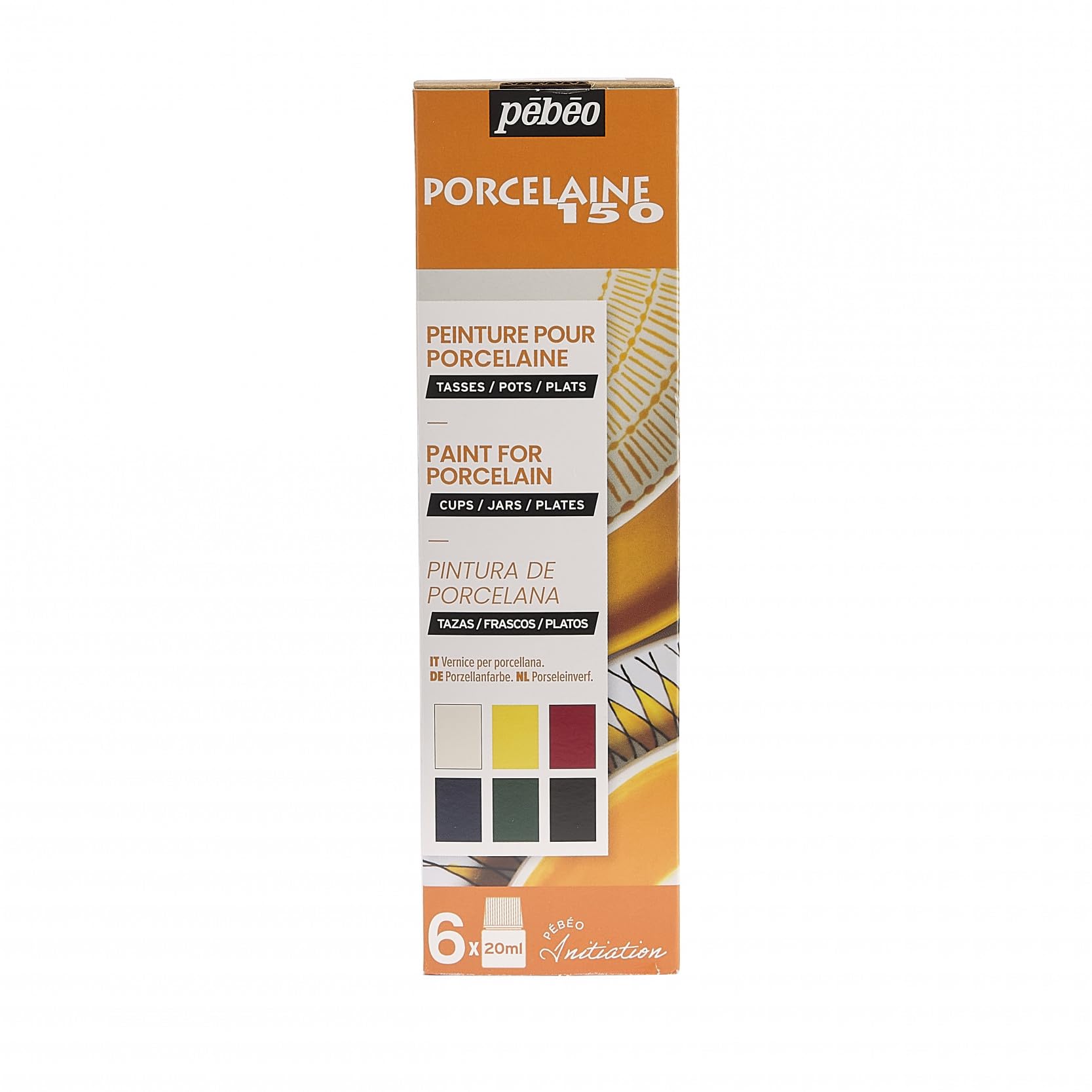 Pebeo 150 Porcelain Paint, Assorted Colors 6 Pack