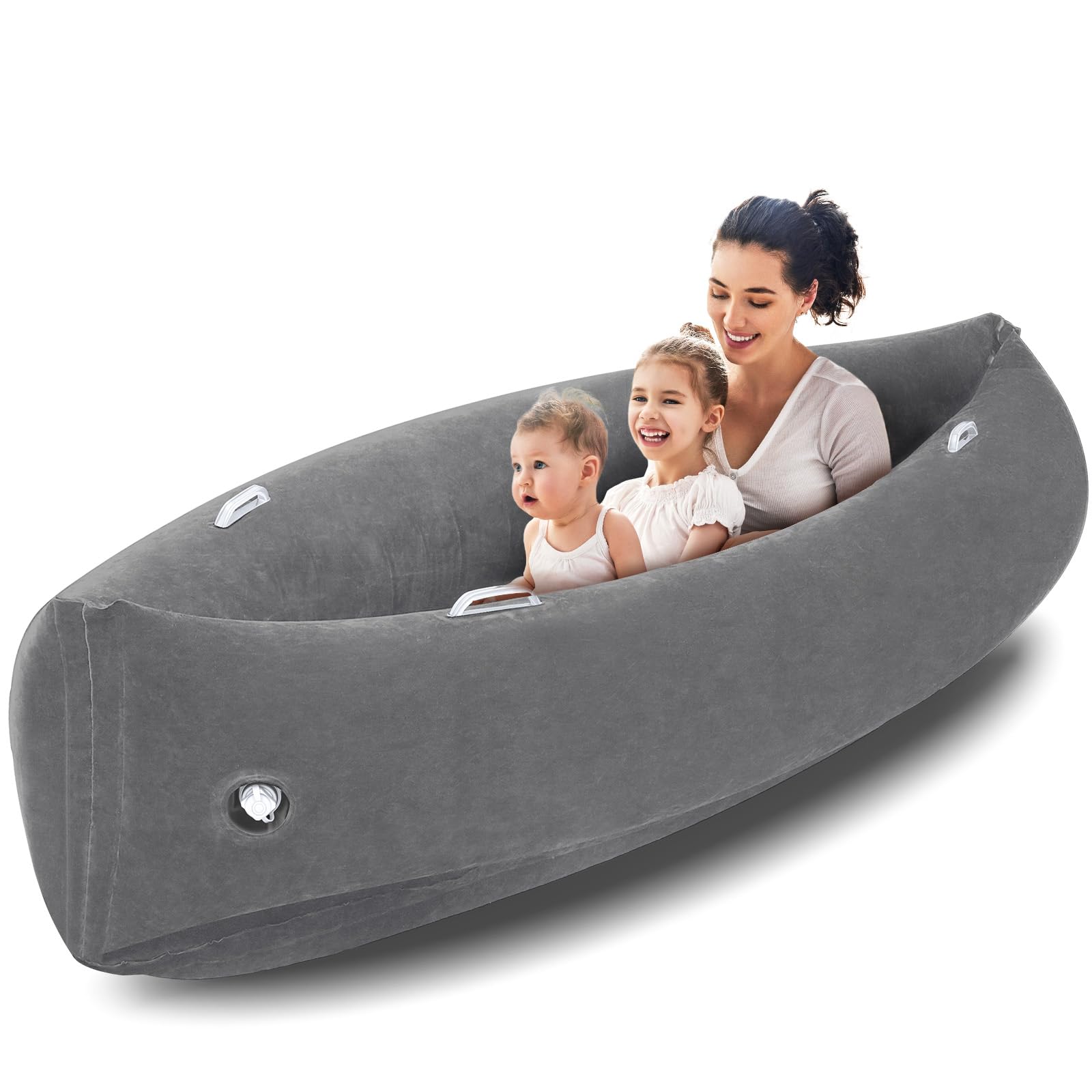 Namalu 80 Inch Large Comfy Peapod Sensory Chair for Kids with Autism Calming Corner Sensory Toys Inflatable Chair Inflatable Sensory Peapod for Children for Calm Down Corner Supplies (Gray)