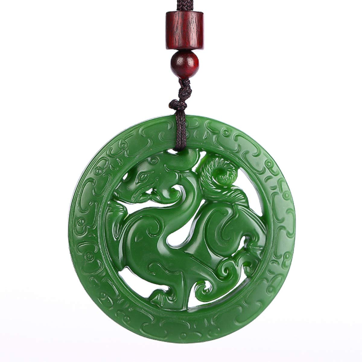 yigedan Natural Green Jade Pendant Coin Dragon Hollow Carving Amulet