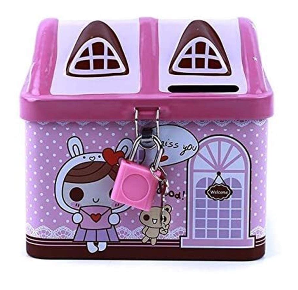 Leilims Metal House Shape Piggy Bank Coin Safe Storage Box Child Piggy Banks Key Lock Money Box Creative Children