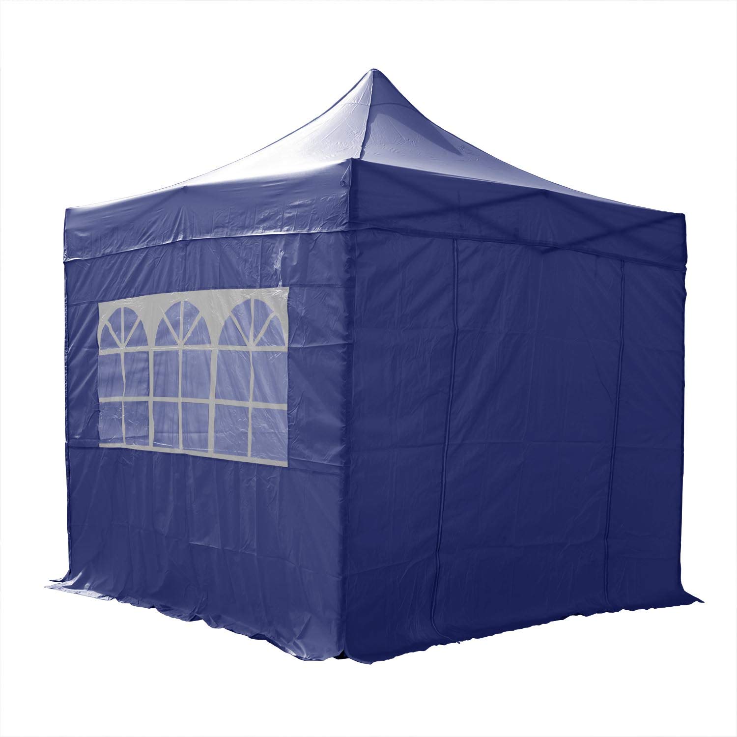 Airwave 3m x 3m Pop Up Gazebo with Sides, Water Resistant PVC, Attachable Side Panels, Church Style Windows, Ideal for Medium Outdoor Spaces, Portable with Heavy Duty Carry Bag (Blue)