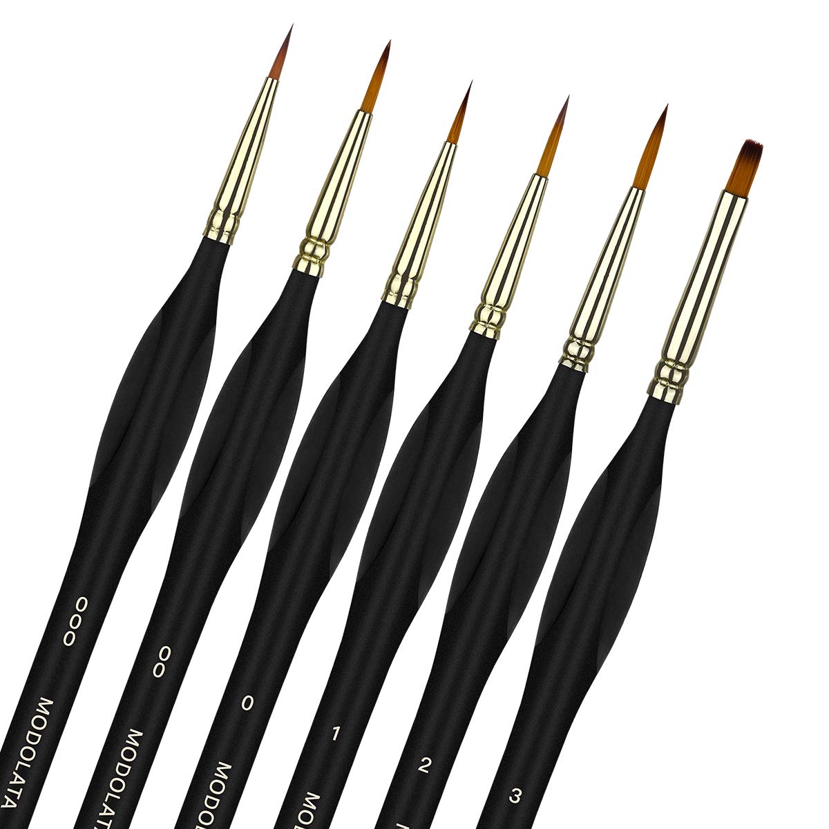 MODOLATA Detail Model Paint Brushes Set - 6 Pieces Miniature Painting Brushes for Acrylic, Watercolor - Airplane Kits, Ceramic, Plastic Model, Warhammer 40k