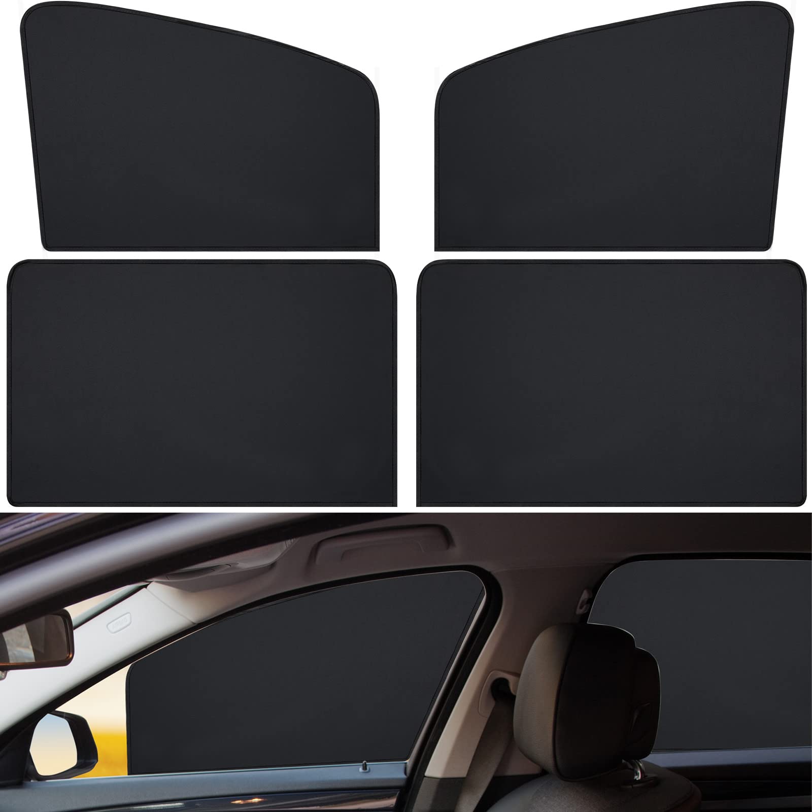 Tallew4 Pieces Privacy Car Window Sun Shades Magnetic Blackout Car Window Covers Car Curtains Car Window Sun Shades Covers Automotive Window Sunshades for Sleeping Family