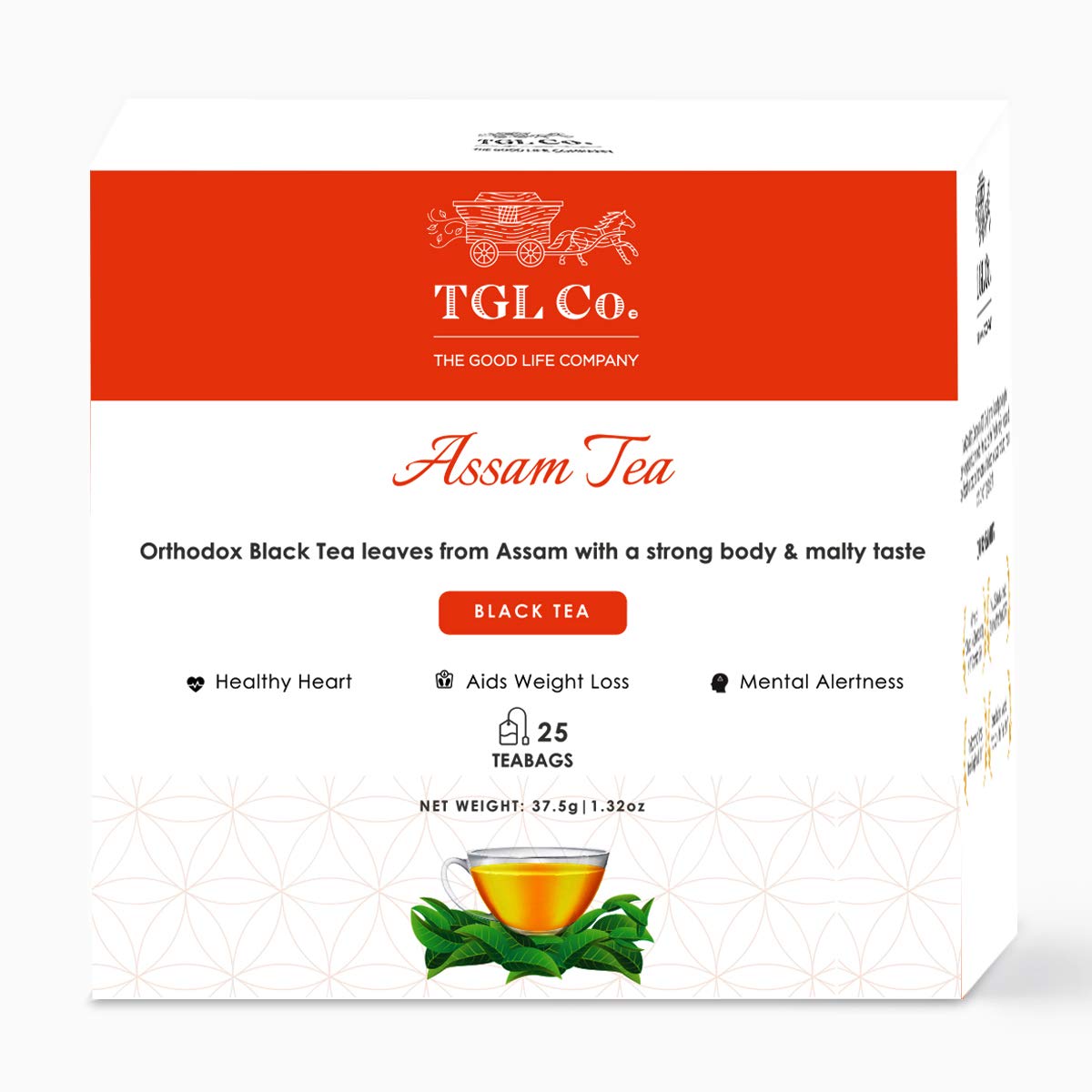 TGL Co. Pure and Premium Assam Black Tea, 25 Tea Bags