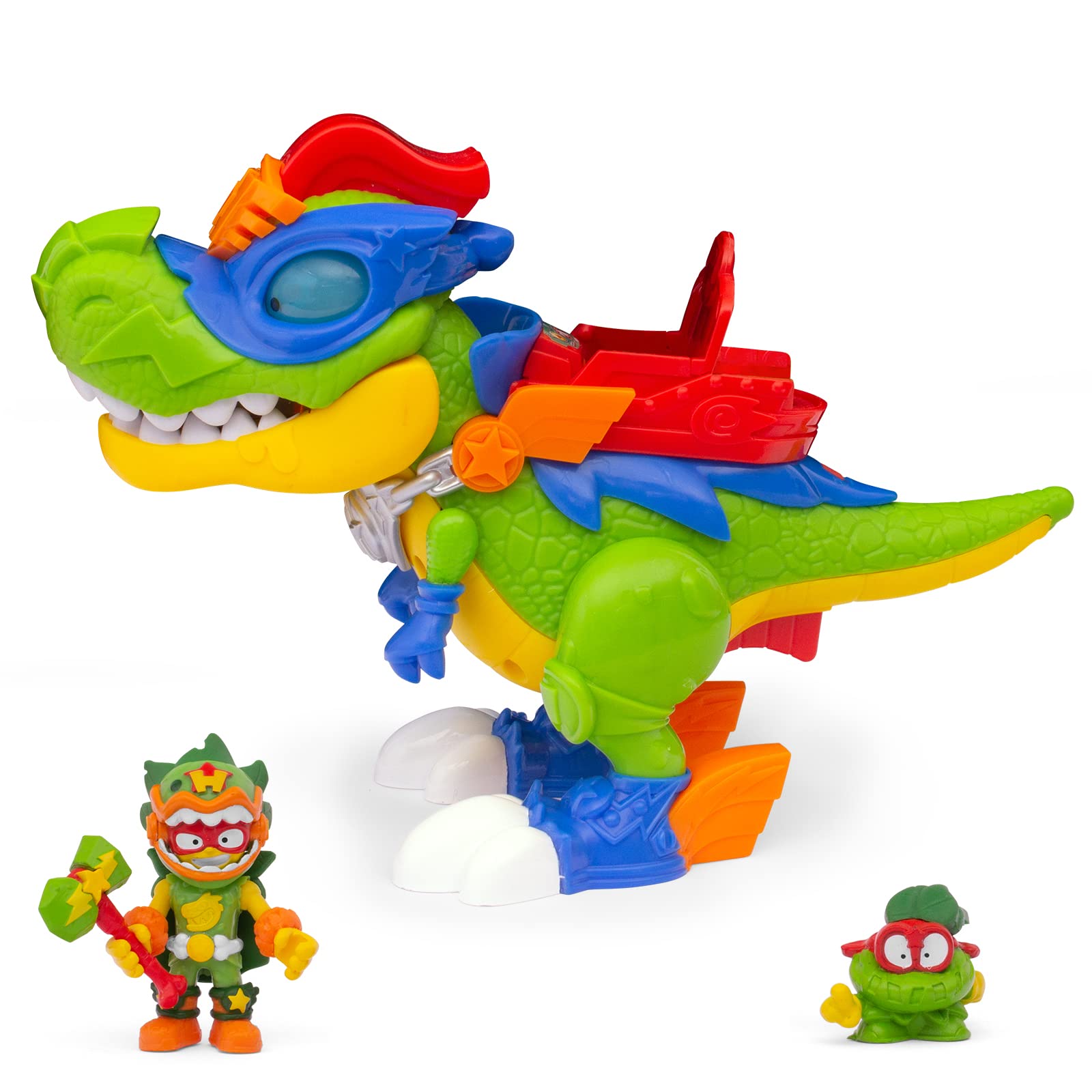 Superdino H-Rex, Jointed Dinosaur Hero Lights and Sounds, Includes 1 Kazoom Kid and 1 SuperThing