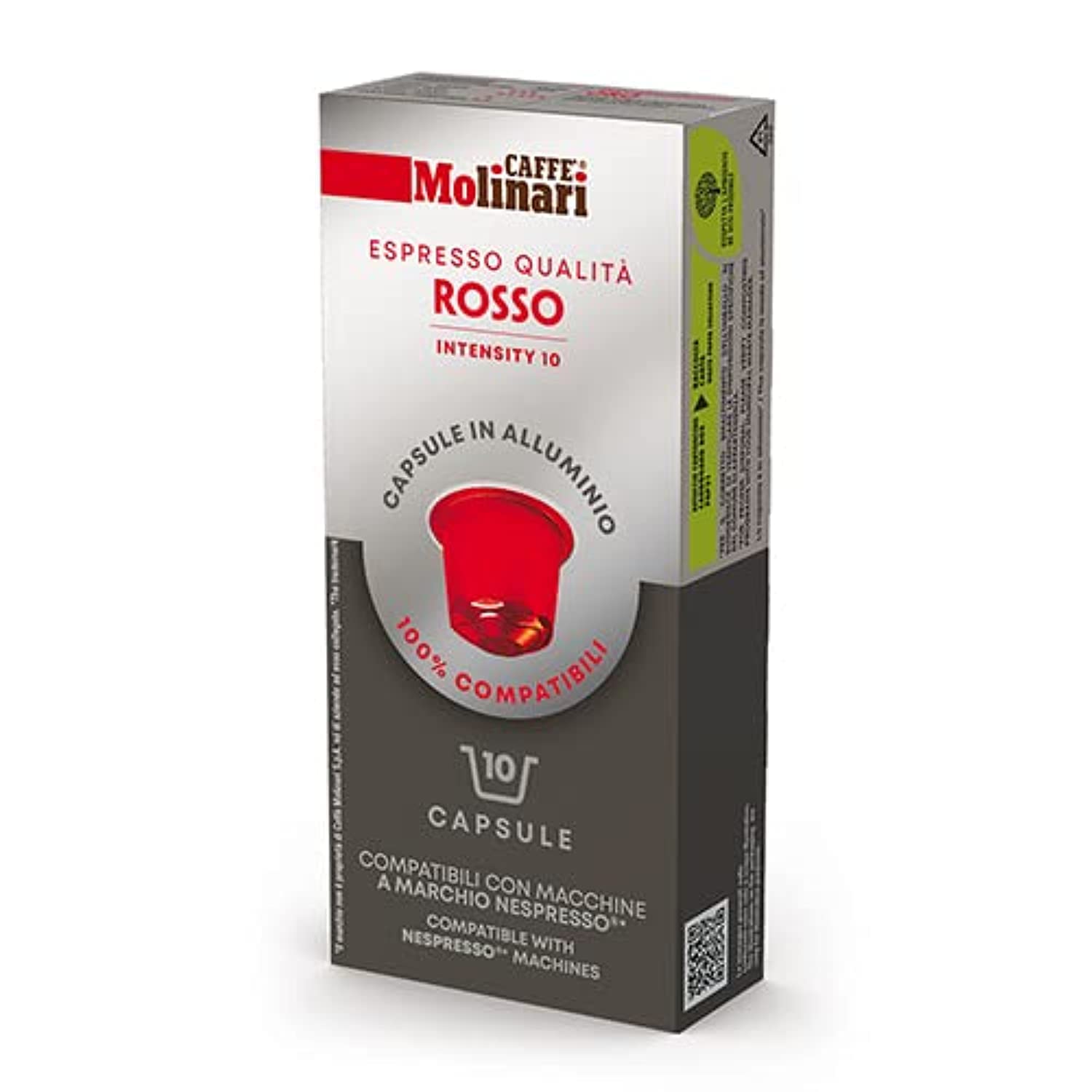 Caffe Molinari Qualita Rosso Capsules Compatible Aluminium Coffee Capsules Pack Of 10 Capsules, 0.50G