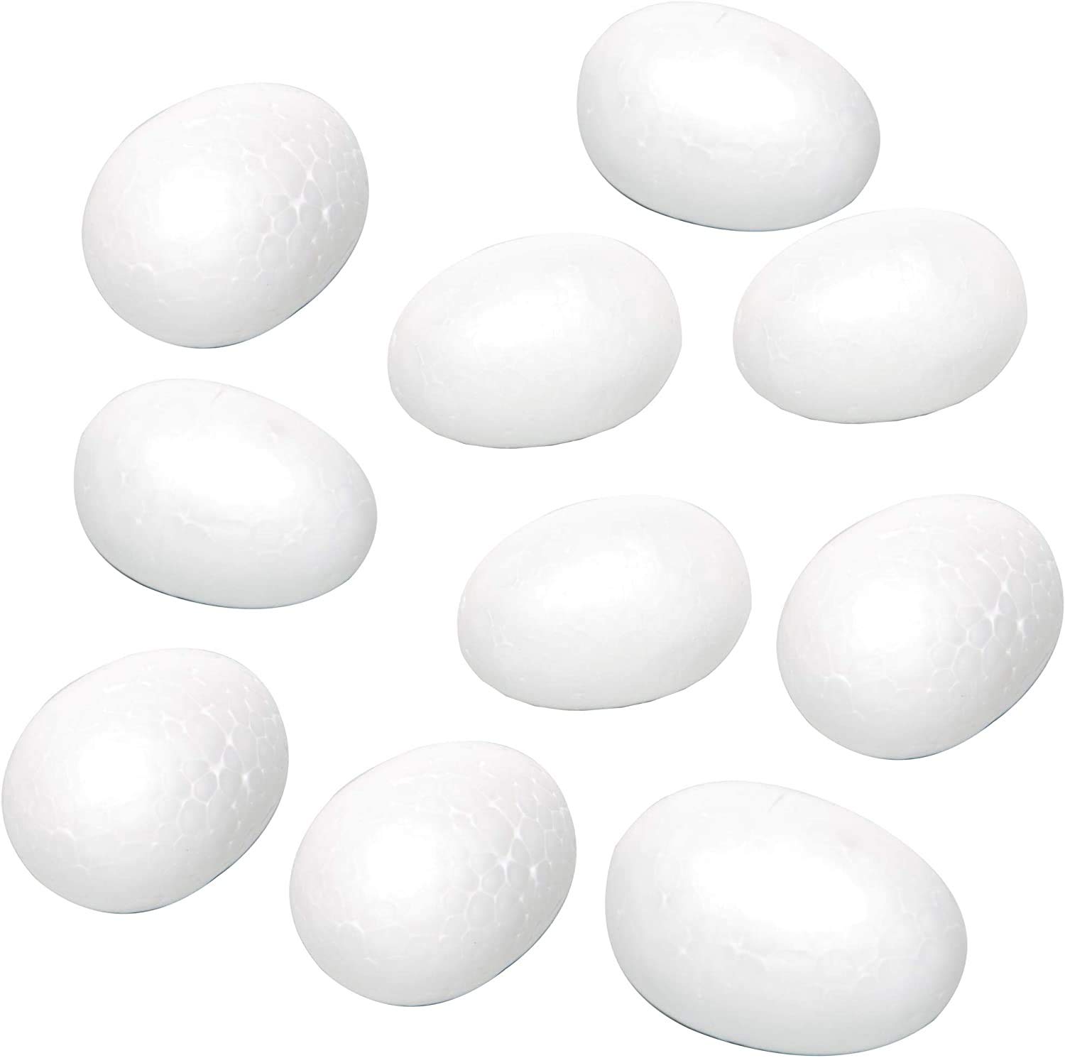 Lexicon Select Large Polystyrene Eggs - 7.8cm - Pack of 10 - Paint or decorate your own Easter Eggs, decorations and more with Hints & Tips Guide