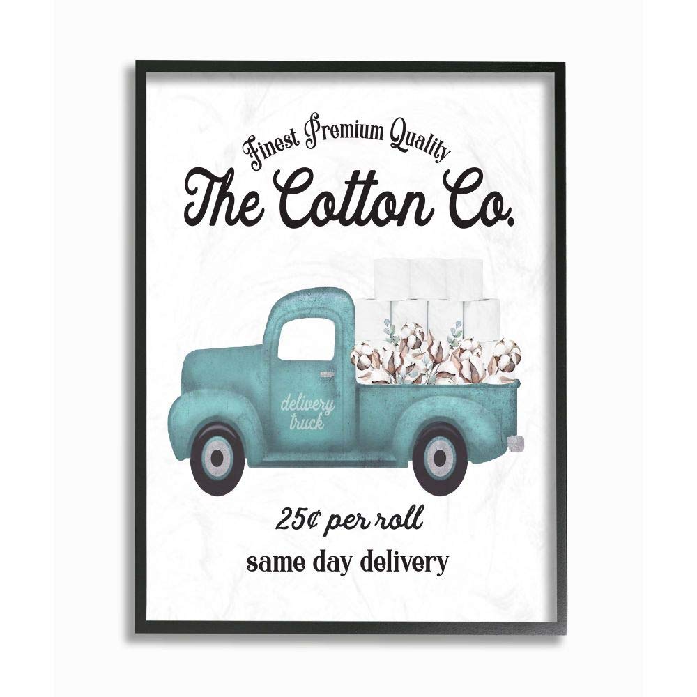 Stupell IndustriesToilet Paper Cotton Co Delivery Truck Bathroom Word Design Framed Giclee Art Design By Artist Lettered and Lined