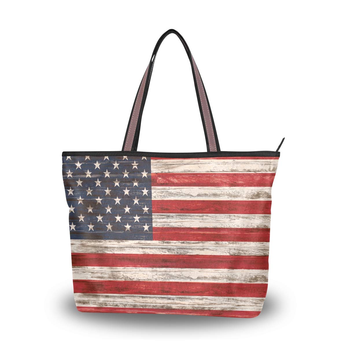 HMZXZQMXO American USA Flag Wooden Handbags and Purse for Women Tote Bag Large Capacity Top Handle Shopper Shoulder Bag