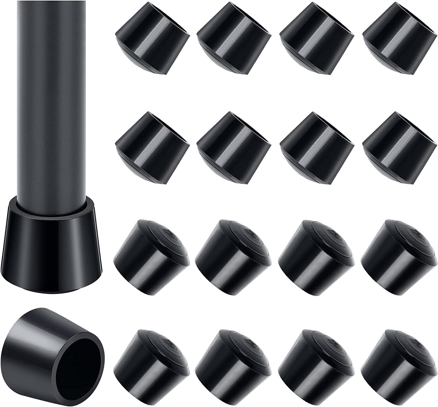 Sopito Chair Leg Tips Caps 7/8 Inch Rubber Table Chair Leg Caps,16 PCS, Black