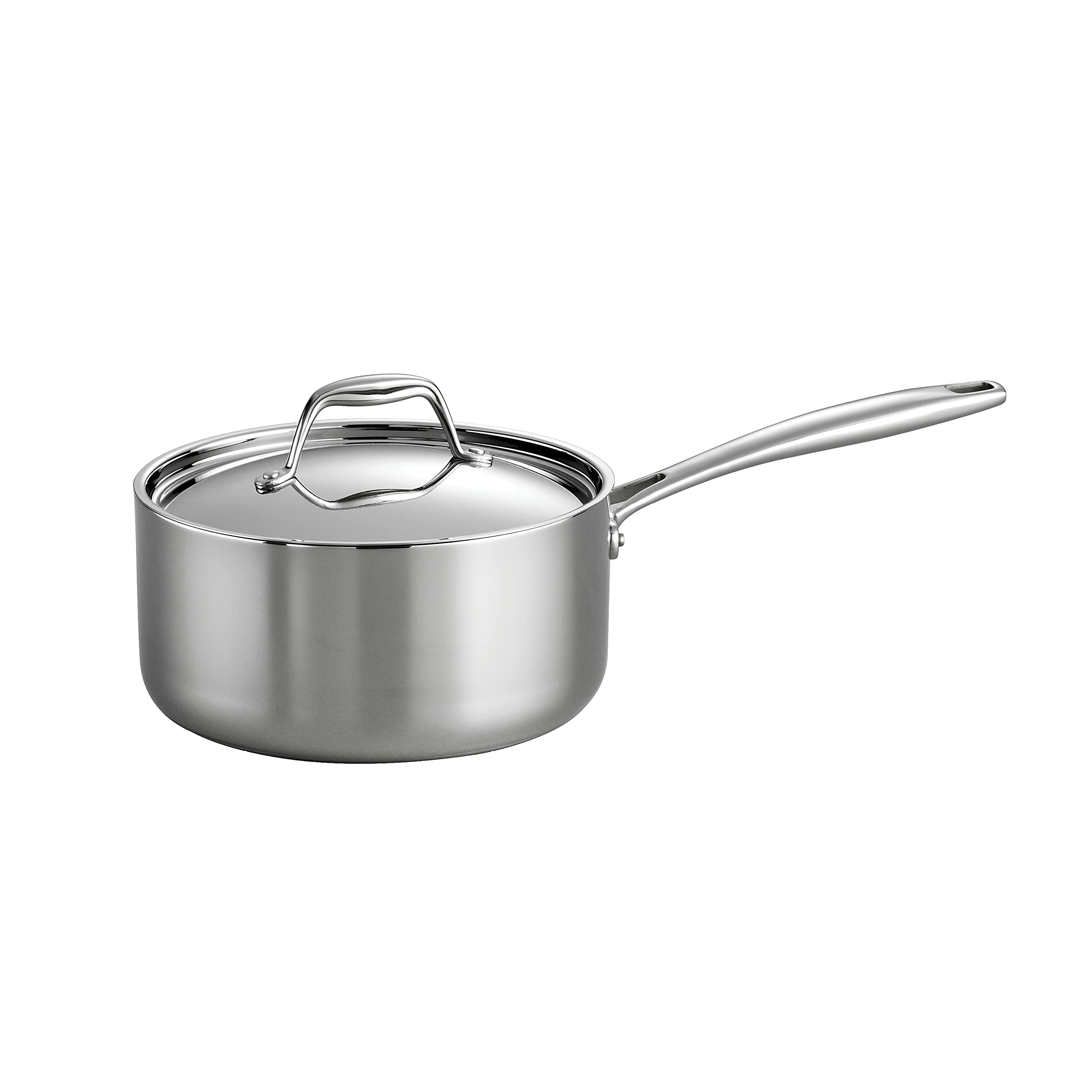 Tramontina Tri-Ply Clad Stainless Steel 3-Quart Sauce Pan with Lid, Induction-Ready, Dishwasher-Safe, NSF-Certified, Made in Brazil