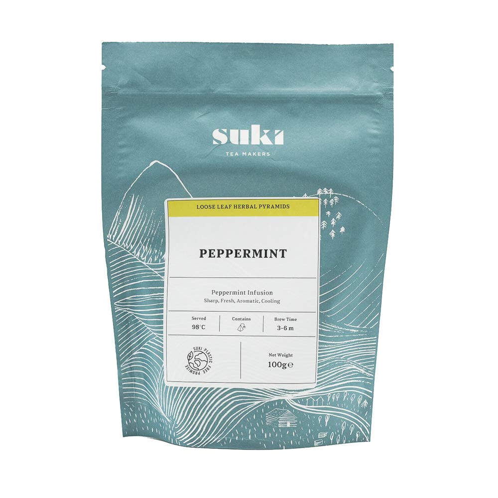 Suki Tea Peppermint Tea - Pack of 50 Pyramid Tea Bags - 100 percent Peppermint Leaves - Mint Tea - Fresh and Sharp - Great Taste - Brews in 3-6 Minutes