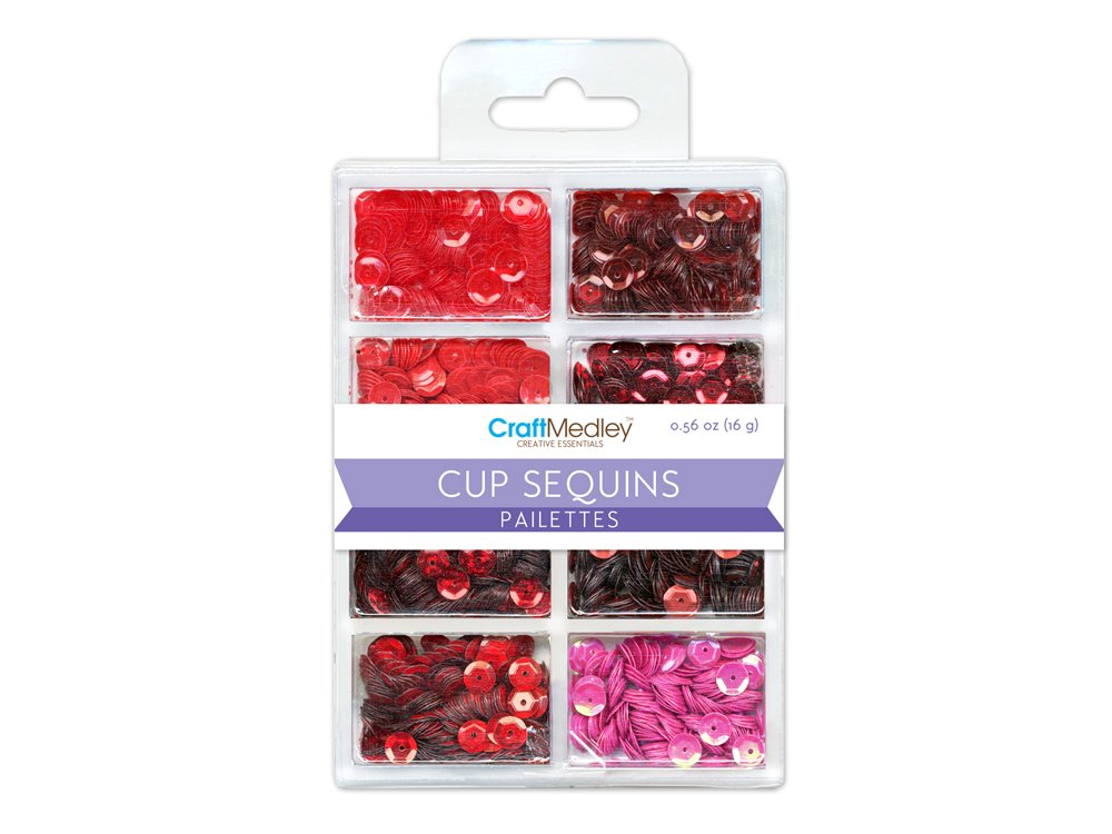 Multicraft Imports Craft Medley GC457H Cup Sequins, 7mm, 16g, 8 Colors, Rouge