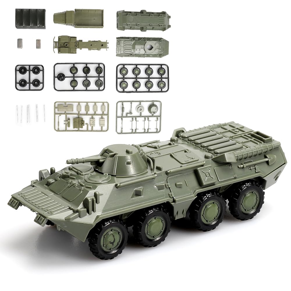 ViiKONDO Military Vehicle Army Men Toy Easy Model Kit 1/72 Scale Russian BTR-80 Armored Personnel Carrier Rapid Assembly Diorama Miniature Decor Gift