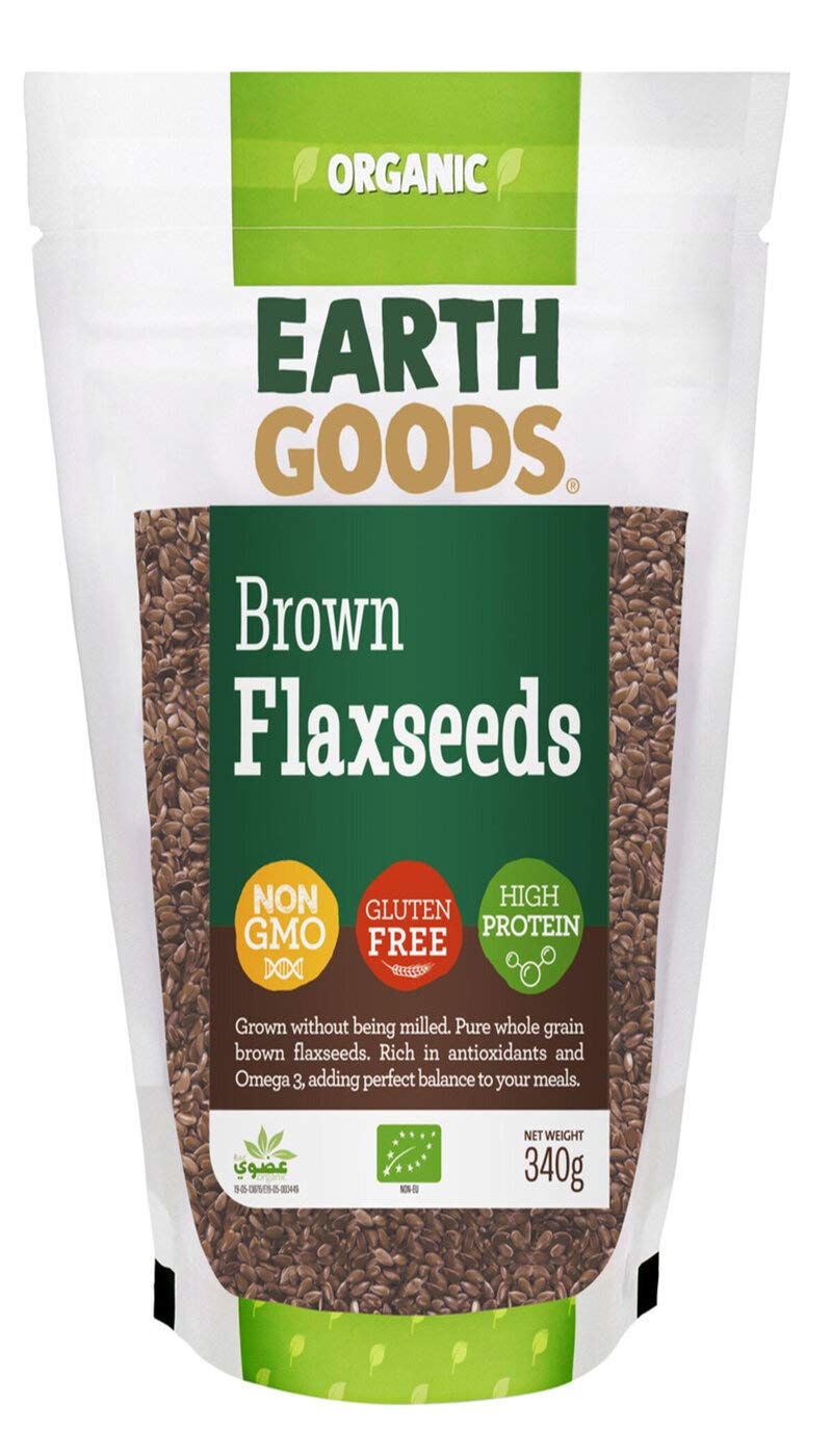 Earth Goods Organic brown Flaxseeds, NON-GMO, Gluten-Free, High Protein 340g