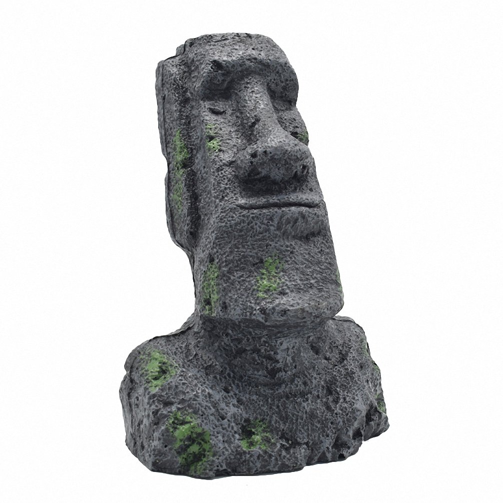 Aquarium Decorations Big Size Ancient Easter Island Stone Head Aquarium Ornament, Fish Tank Landscape Ornament Decoration Accessories