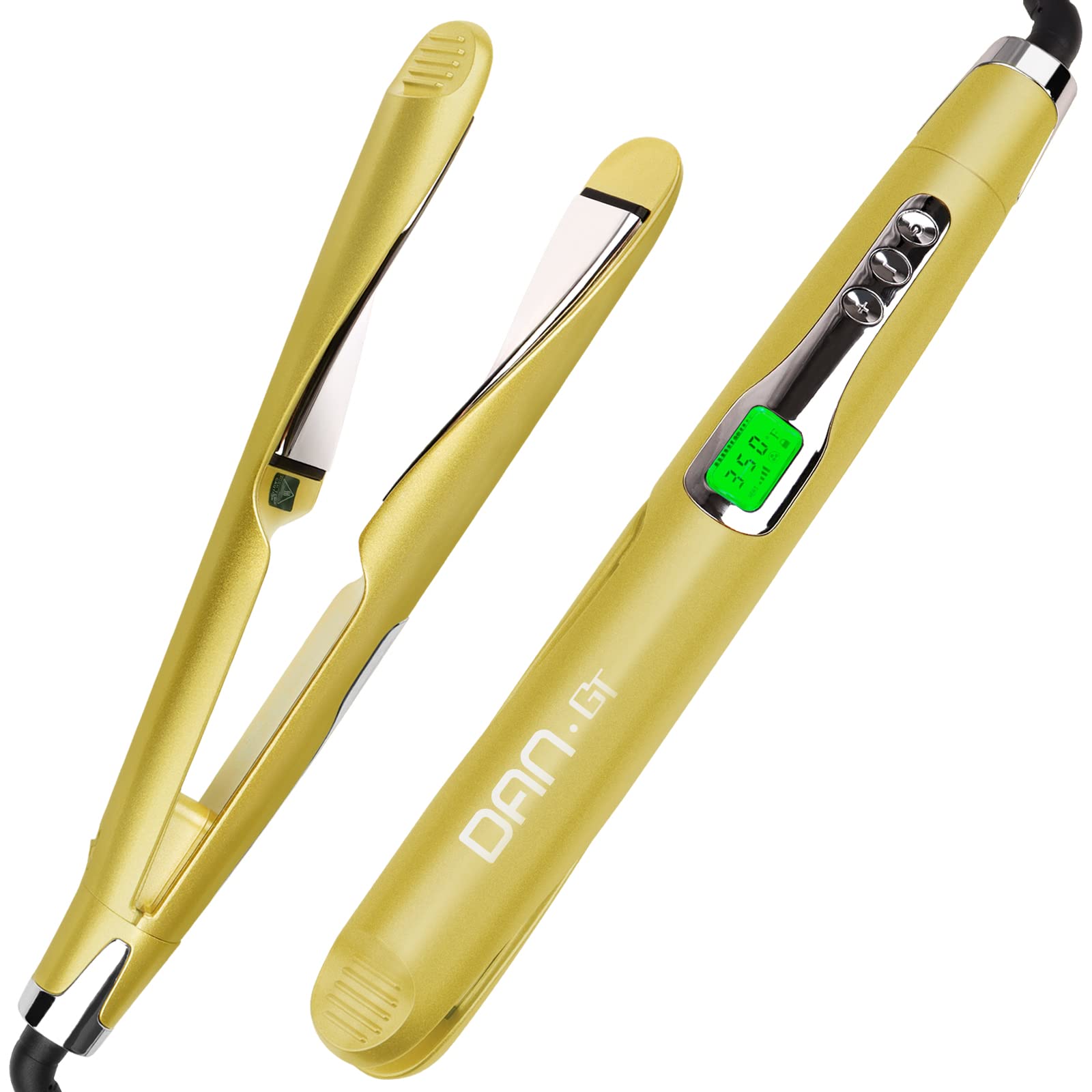 Hair Straightener and Curler 2 in 1, Straightening Flat Iron with Dual Voltage and Adjustable Temp Curling Iron with LED Display for All Hair Types