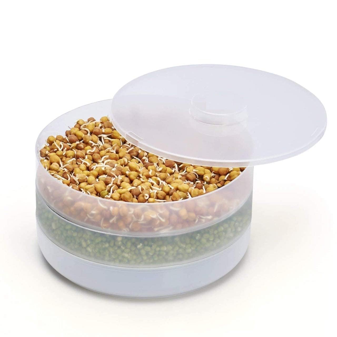 RylanSprout Maker with 4 Compartments for Multi Purpose Use - Plastic Grocery Container Sprouted Grains Seeds Dal Channa Chole Ragi Organic Sprouting Jar (500ml,4-Layer)..