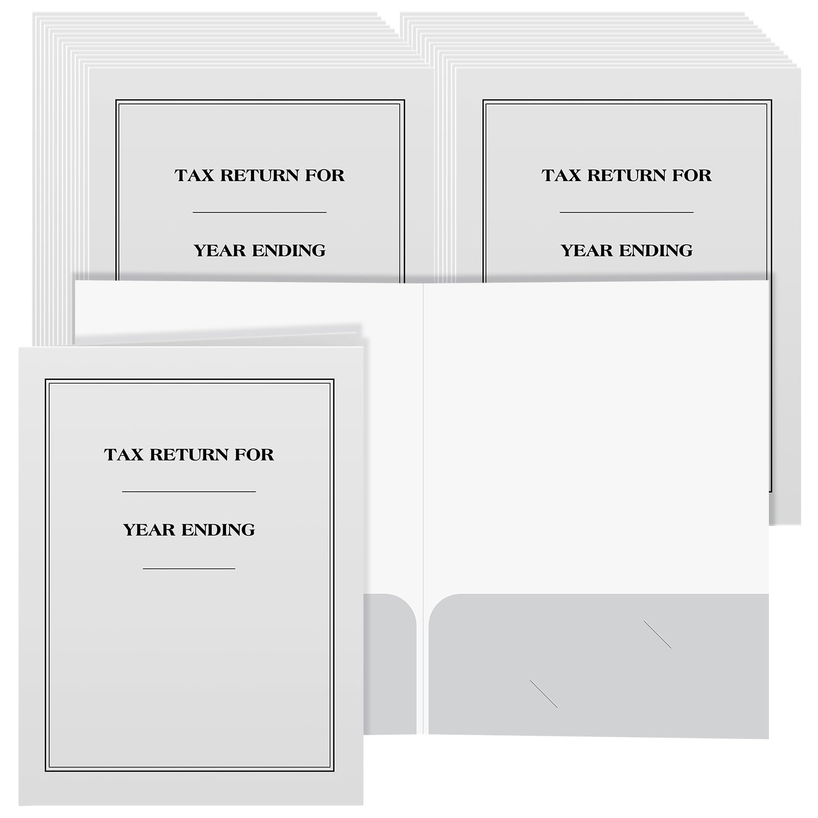 Marspark 50 Pack Year End Tax Folder 9 x 12 Inch Tax Return Folders with Pockets Income Tax Return 2 Pocket Folders Grey for Storing or Handling Personal and Customer Tax Return