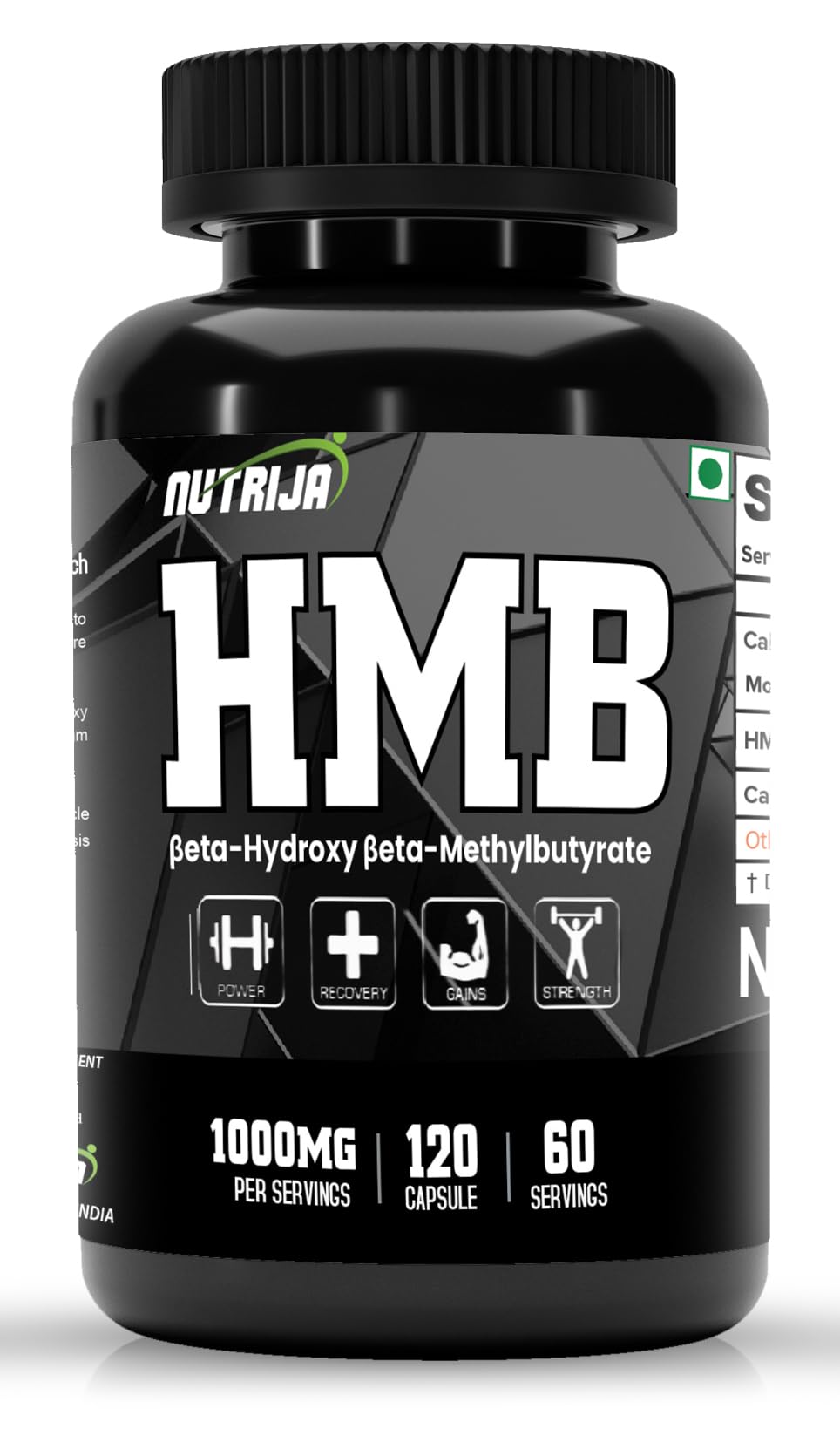 HMB 1000MG Capsules (Beta-Hydroxy Beta-Methylbutyrate) - Pure HMB (120 Capsules)