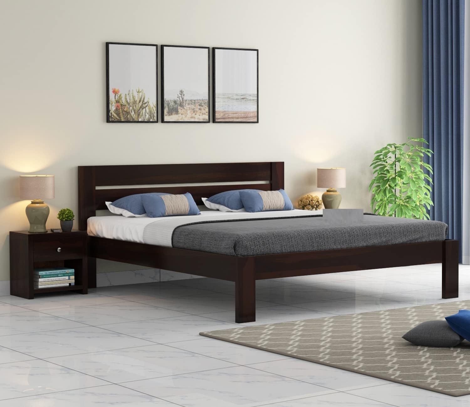 Ferrovilla Marinus Queen Size Sheesham Wood Bed for Bedroom | Sheesham Wood Bed | Solid Wood Bed | Bed with Storage | King Size Bed | Double Bed | Bedroom Furniture | Wooden Bed | 2 Years Warranty