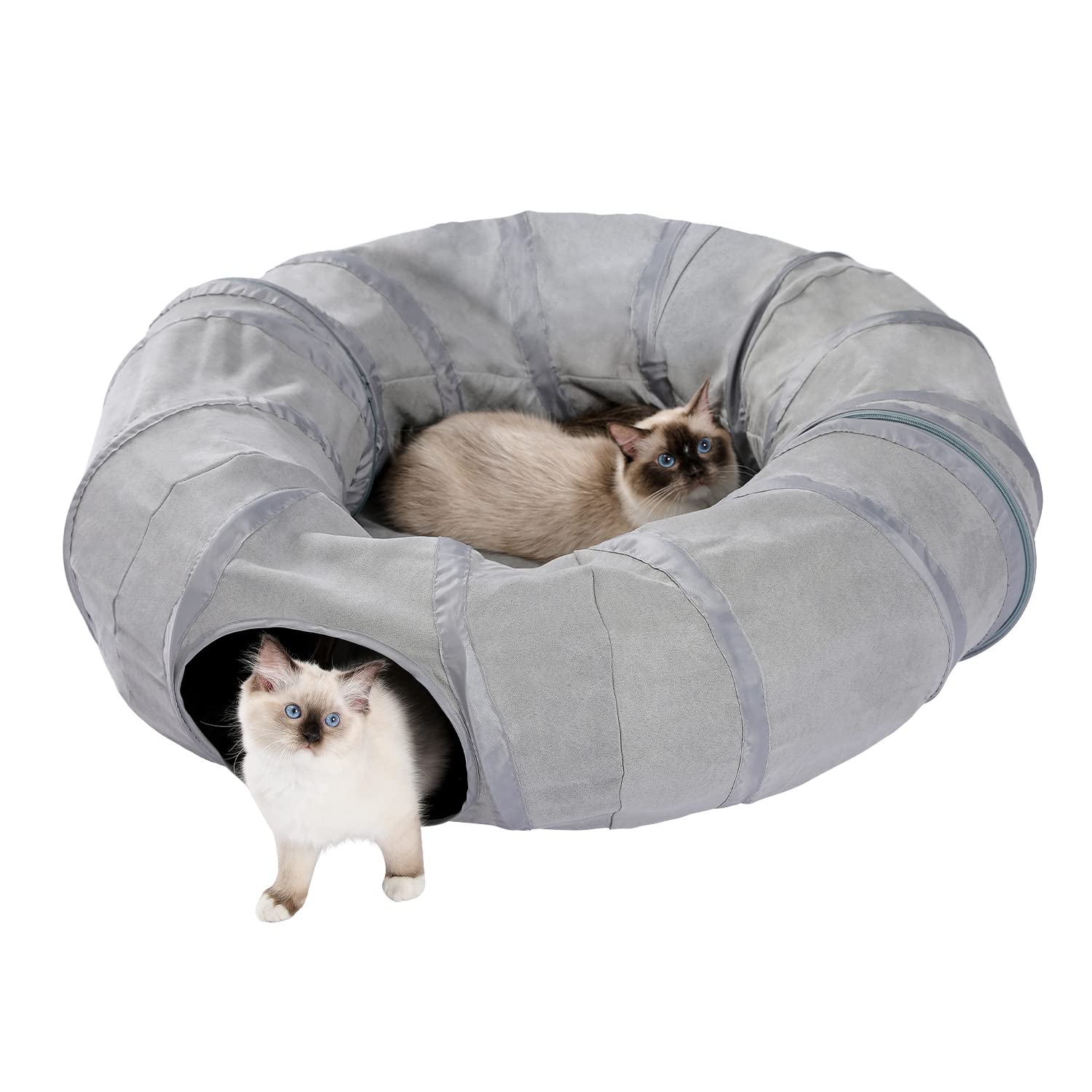 PAWZ Road Cat Tunnel Bed with Central Mat and Peek Hole Cat Bed with Cat Toy Hanging Balls -Tunnel Bed