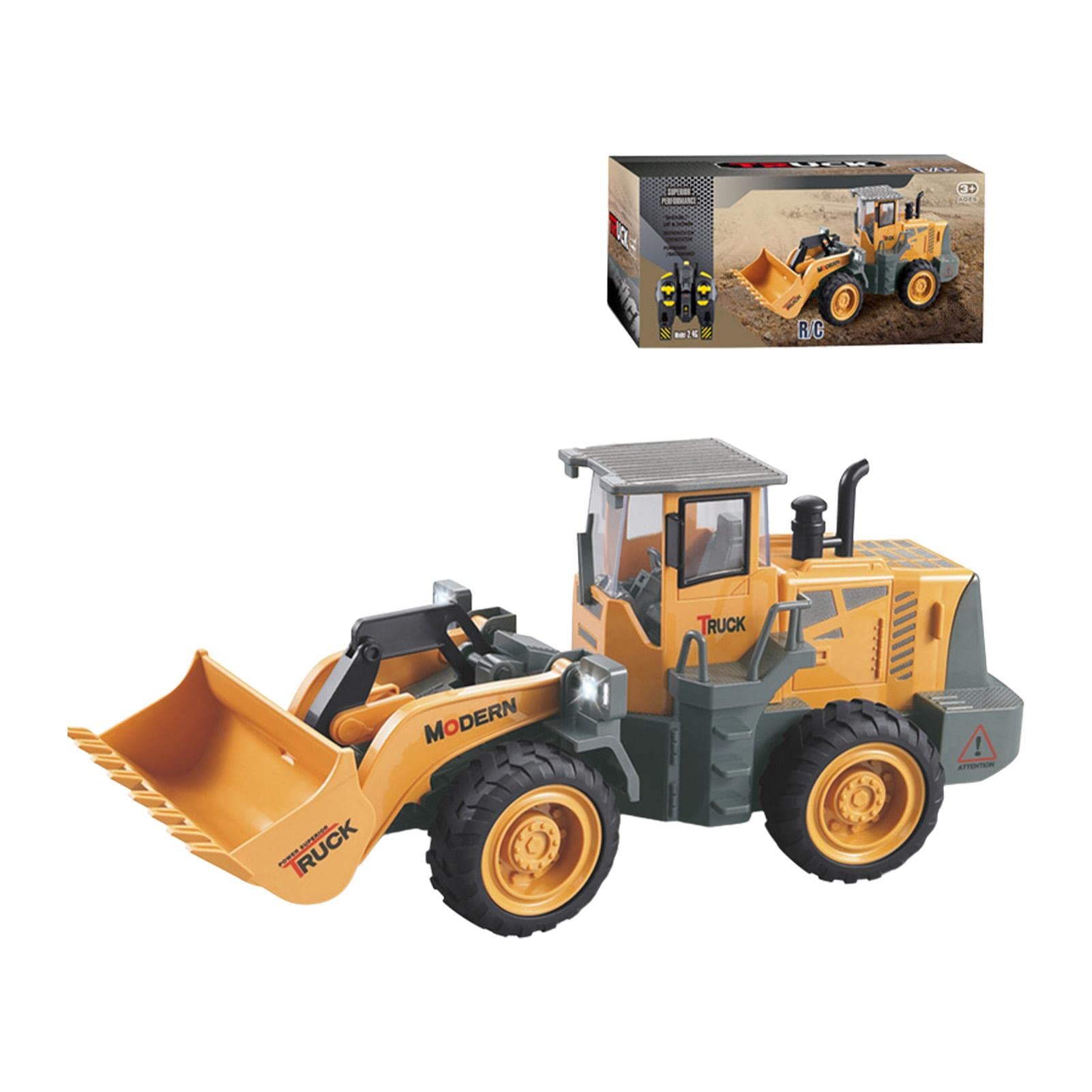 Remote Control Bulldozer Toy - ABS 8-channel RC Excavator Toy,4-wheel Drive Rechargeable Backhoe Loader for the Beach or the Courtyard Generic