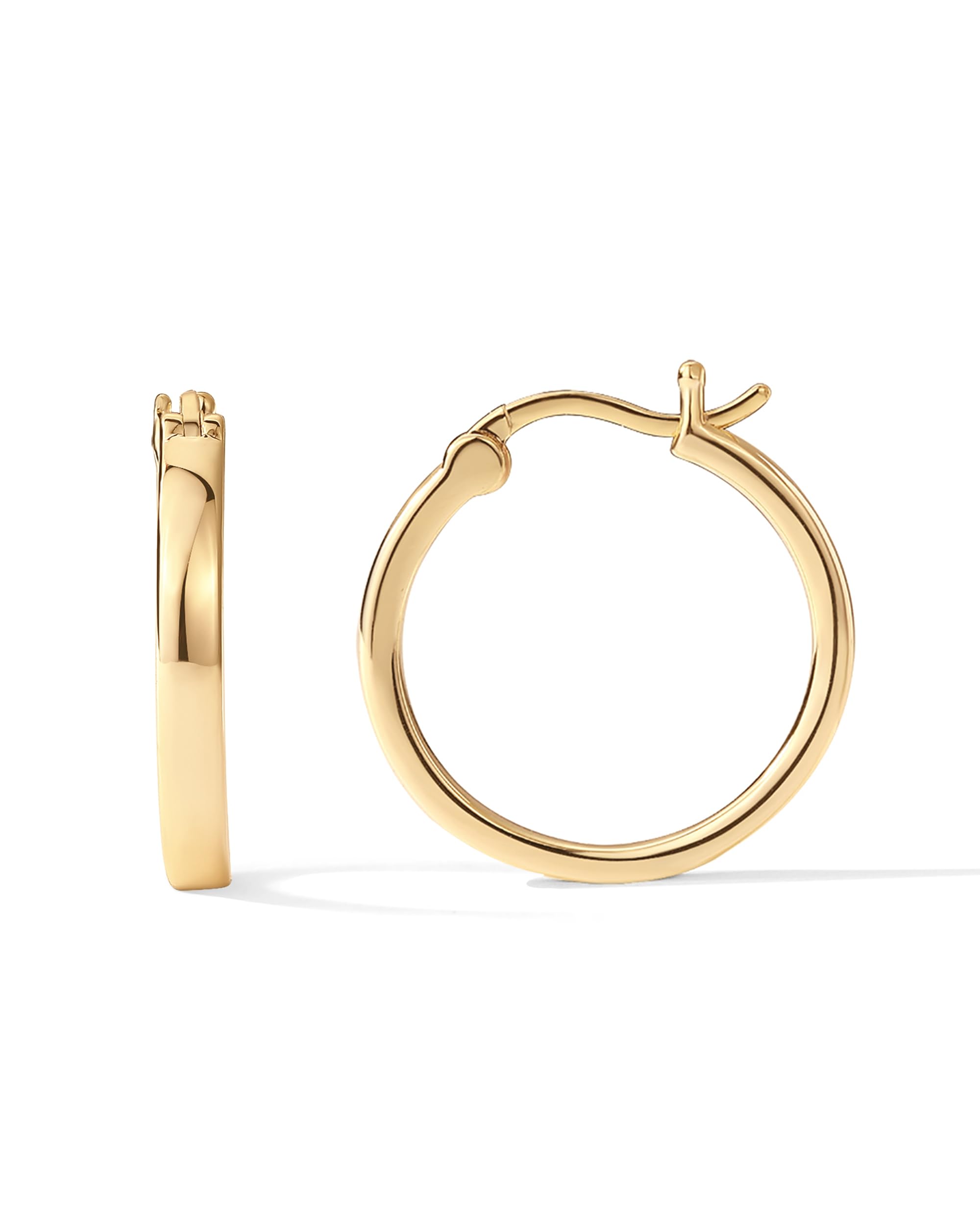 PAVOI 14K Gold Plated 925 Sterling Silver Post Lightweight Hoops | 20mm - 30mm Earring | Gold Hoop Earrings for Women