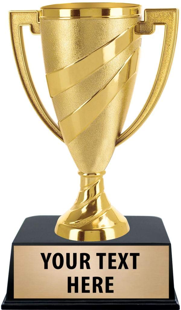 Crown Awards Gold Cup Trophies with Custom Engraving, 6.75" Personalized Gold Swirl Cup Achievement Trophy On Black Base