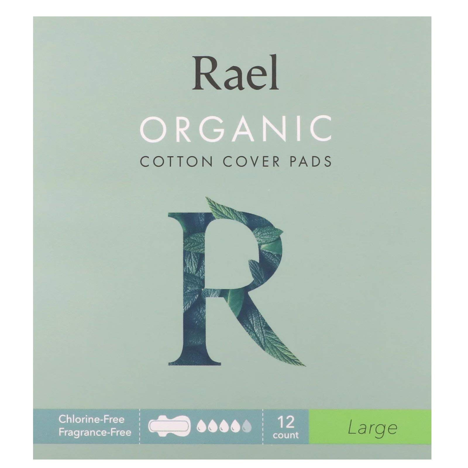 Rael, Organic Cotton Cover Pads, Large, 12 Count