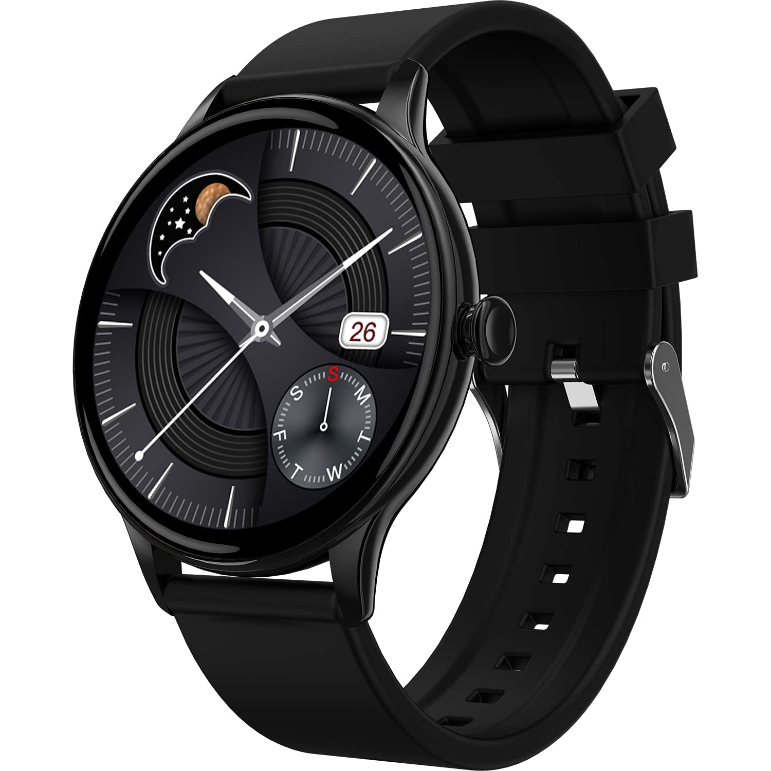 Fire-BolttTerra AMOLED Always ON 390*390 Pixel Full Touch Screen, Spo2 & Heart Rate Monitoring Smartwatch with Custom Widget Shortcuts - Black